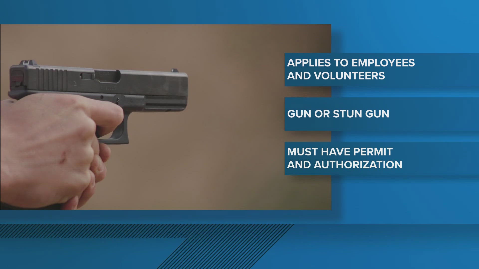 The law allows some employees and volunteers at private schools to carry guns or stun guns on school property if they meet strict criteria.