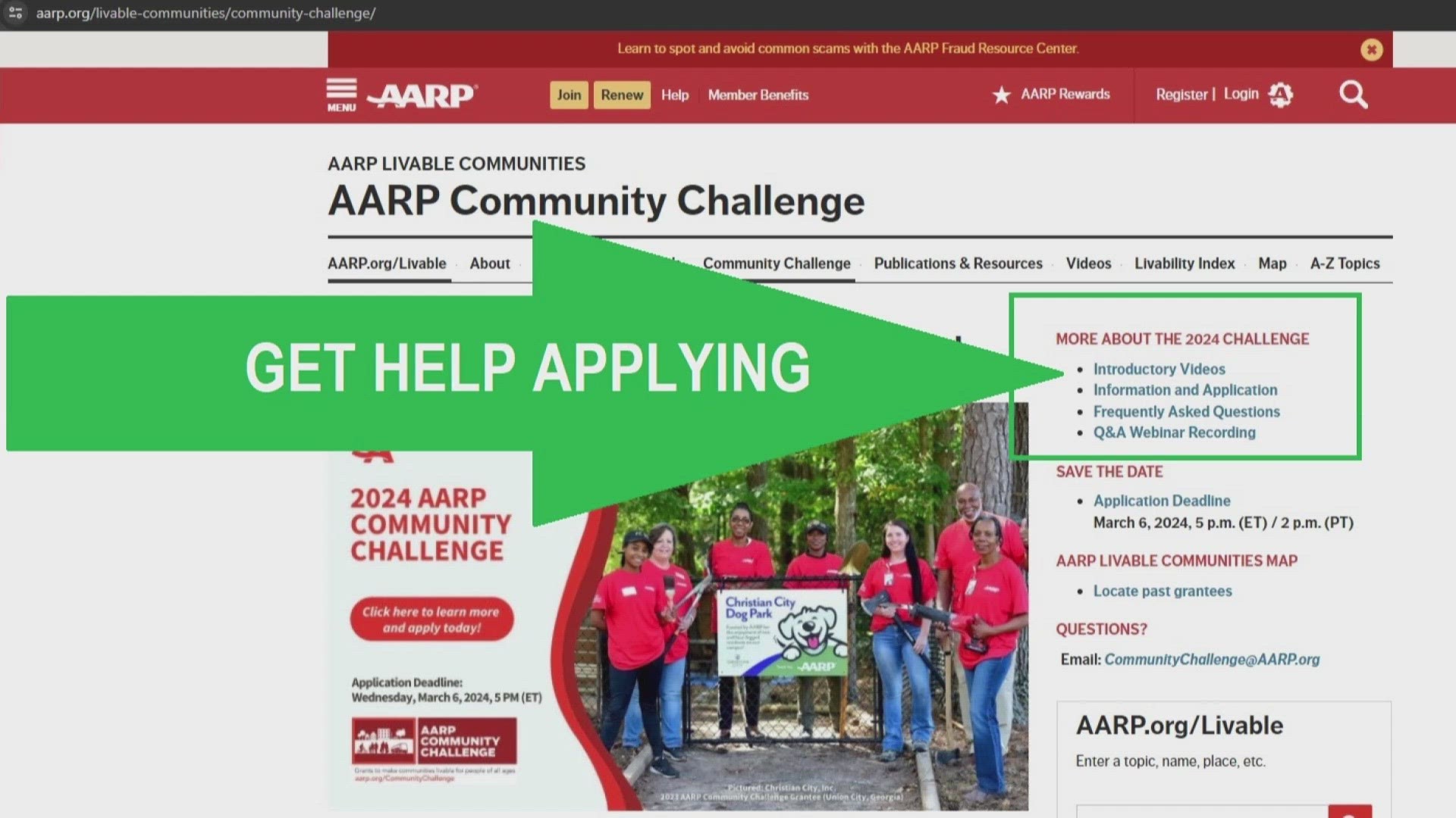 AARP's Community Challenge grants help fund projects. Apply today