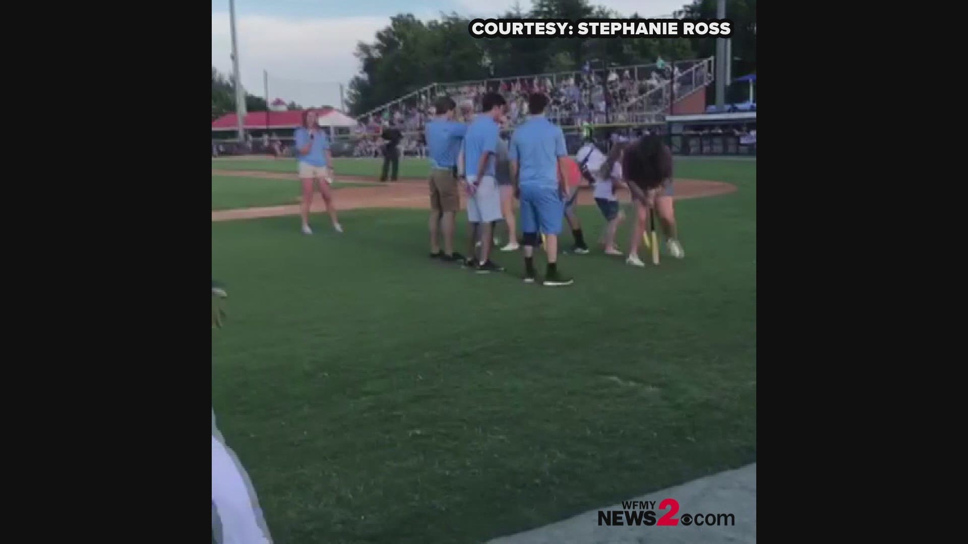 Army Staff Sergeant Jim Ross' grandchildren thought they were just playing a game of dizzy bat at the Burlington Royals game last Saturday, but when they finally stopped spinning, they saw Ross standing there in full uniform. Ross has been deployed for nearly a year, and surprised his family at the game Saturday.