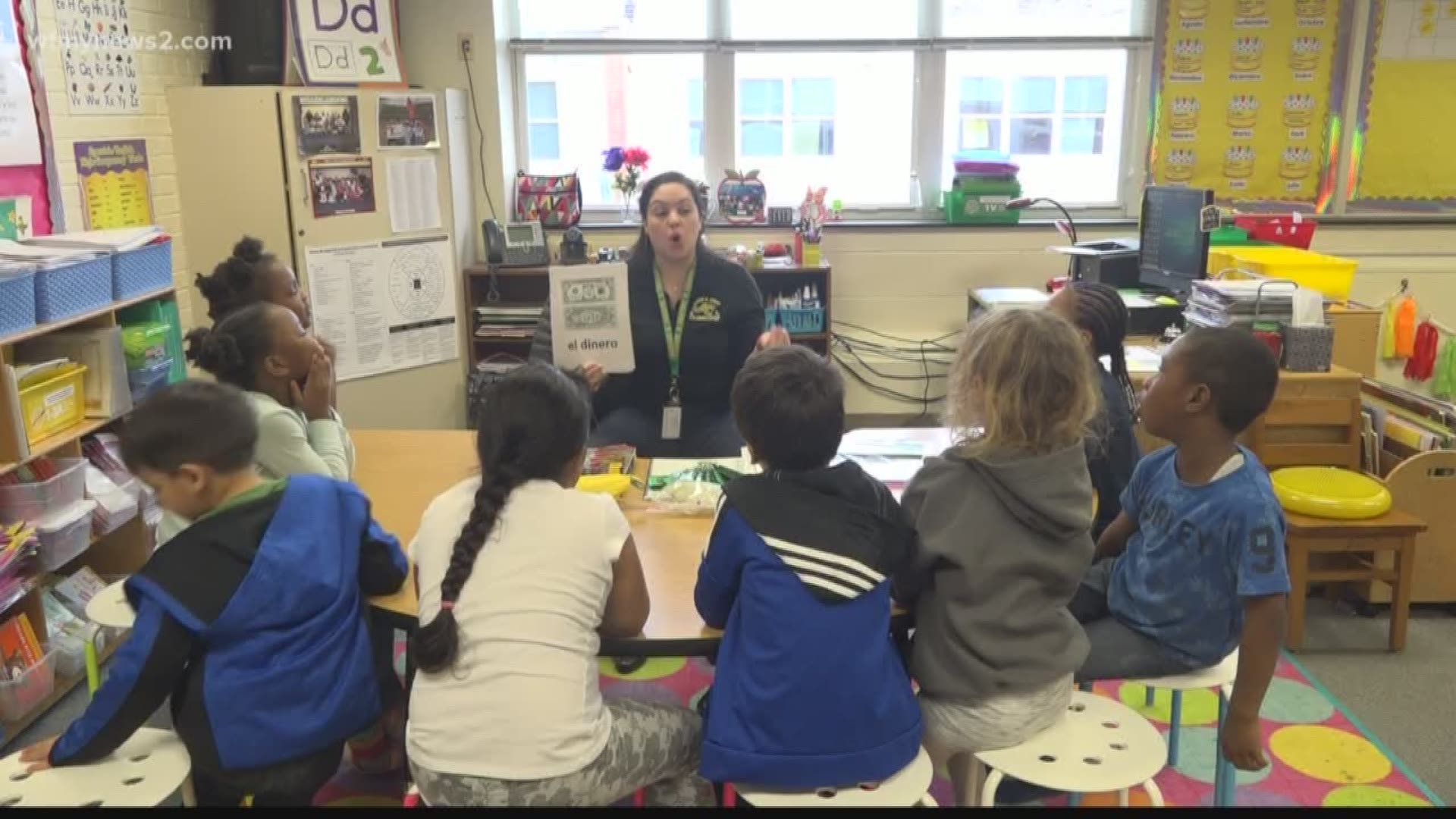 Students at Jones Elementary learn Spanish in Kindergarten.