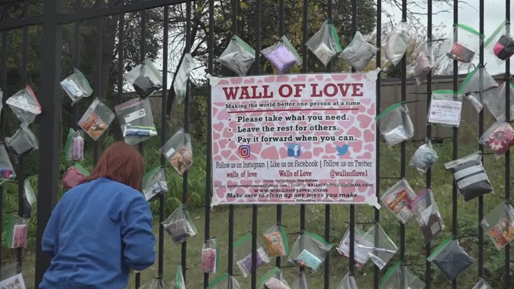 Wall of Love offers people free items in Greensboro