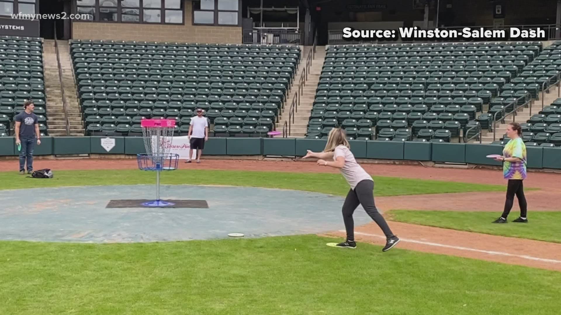 The Winston-Salem Dash are searching for new ways to keep us entertained safely. Their next venture? Why, frisbee golf in the stadium, of course.