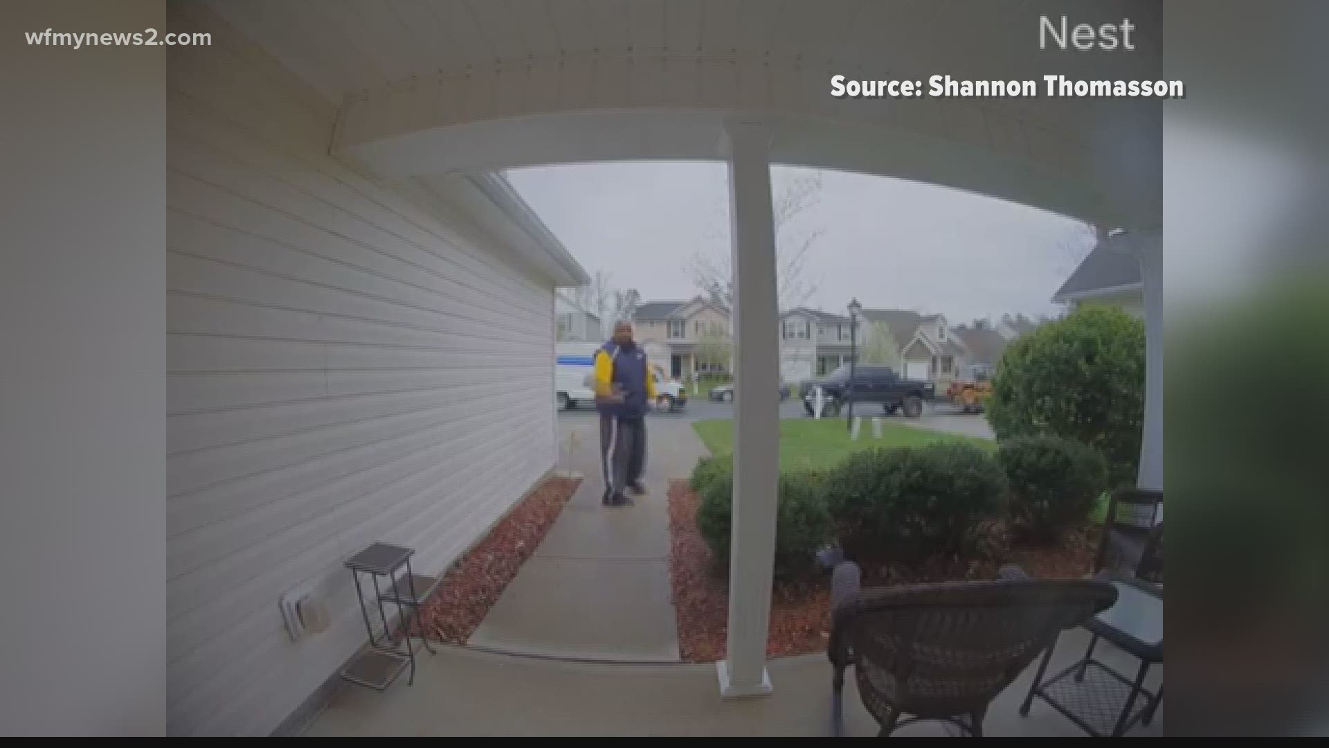 A Guilford County man’s doorbell camera caught the delivery person throwing the package the last few feet to the door.