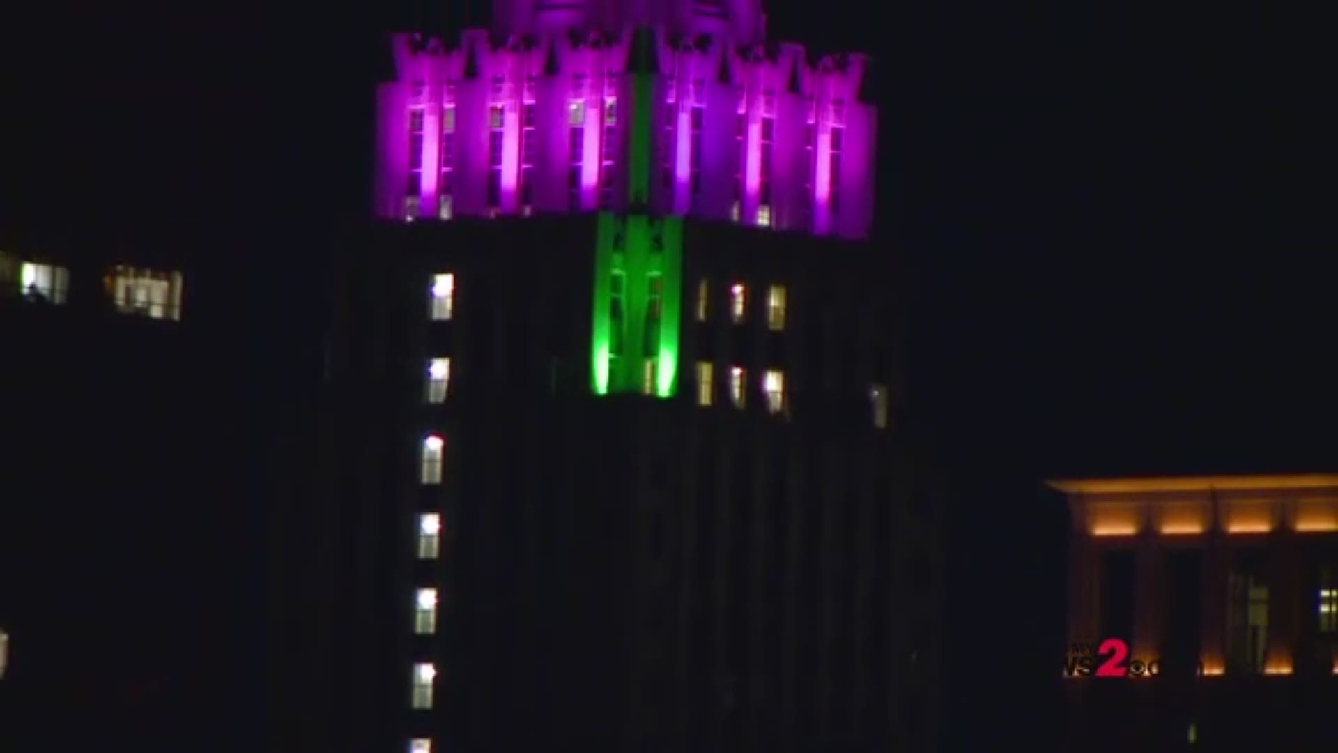 LIGHT IT UP PINK! Check it out! The Historic Reynolds building in downtown Winston-Salem is lit up in pink for Breast Cancer Awareness Month!