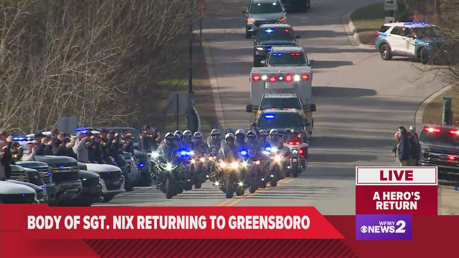 Sgt. Philip Dale Nix's body is leaving the Medical Examiner's in Raleigh and arriving at the funeral home in Greensboro.