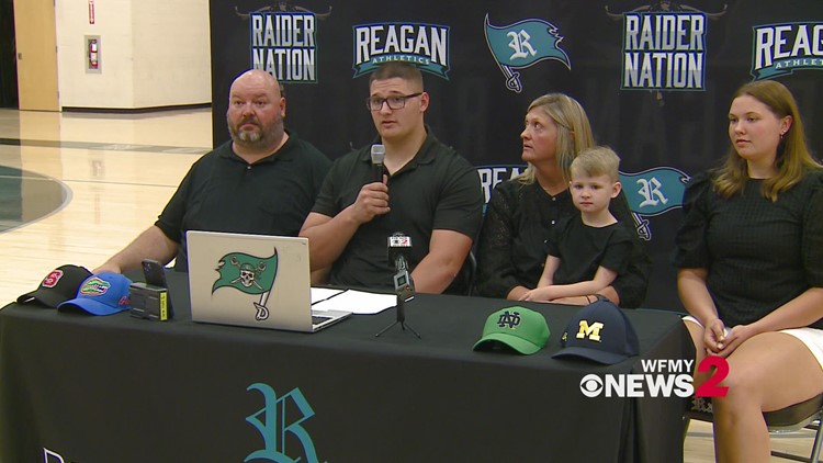 Reagan High School Offensive Lineman Sam Pendleton commits to play football at Notre Dame