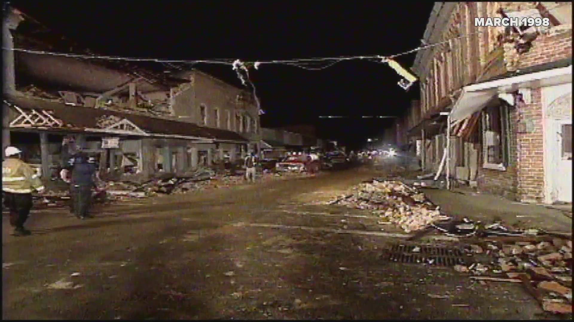 A powerful tornado tore through downtown Stoneville 25 years ago. 2 people died and more than a dozen were injured.