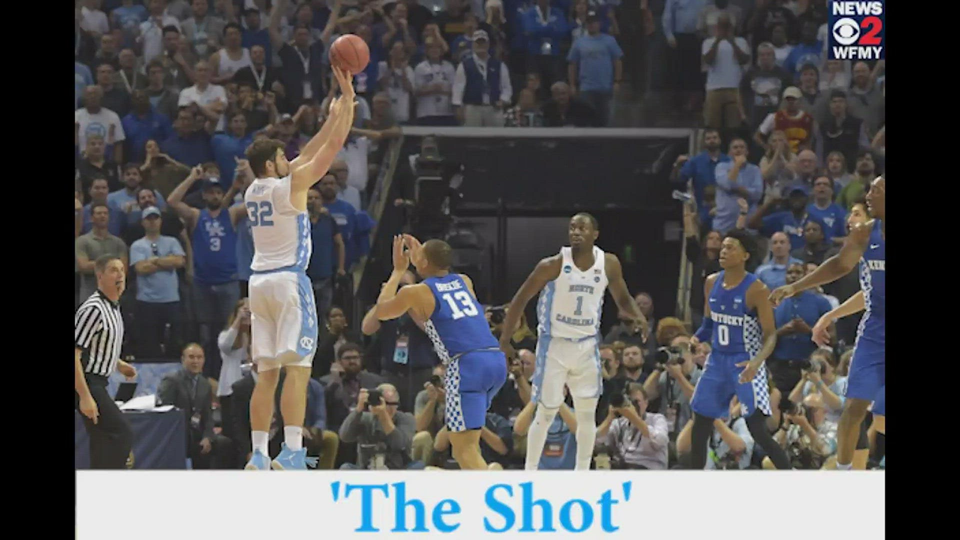 That shot though! After a pass from Theo Pinson, Luke Maye, a sophomore from Huntersville knocked down a basket for the UNC win with his feet on the 3-point line, leaving only .03 seconds left in the game.
