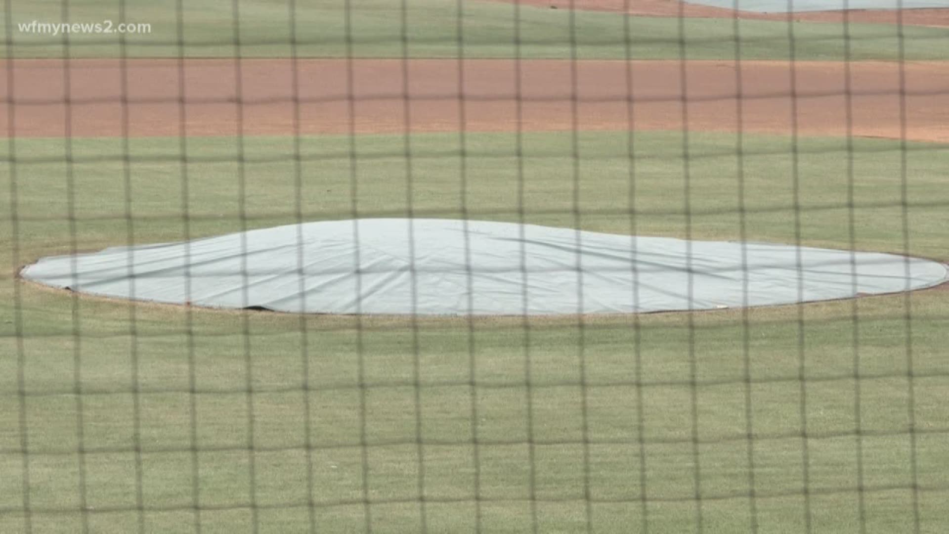 The protective netting was only behind home plate extending to the first and third-base sides.