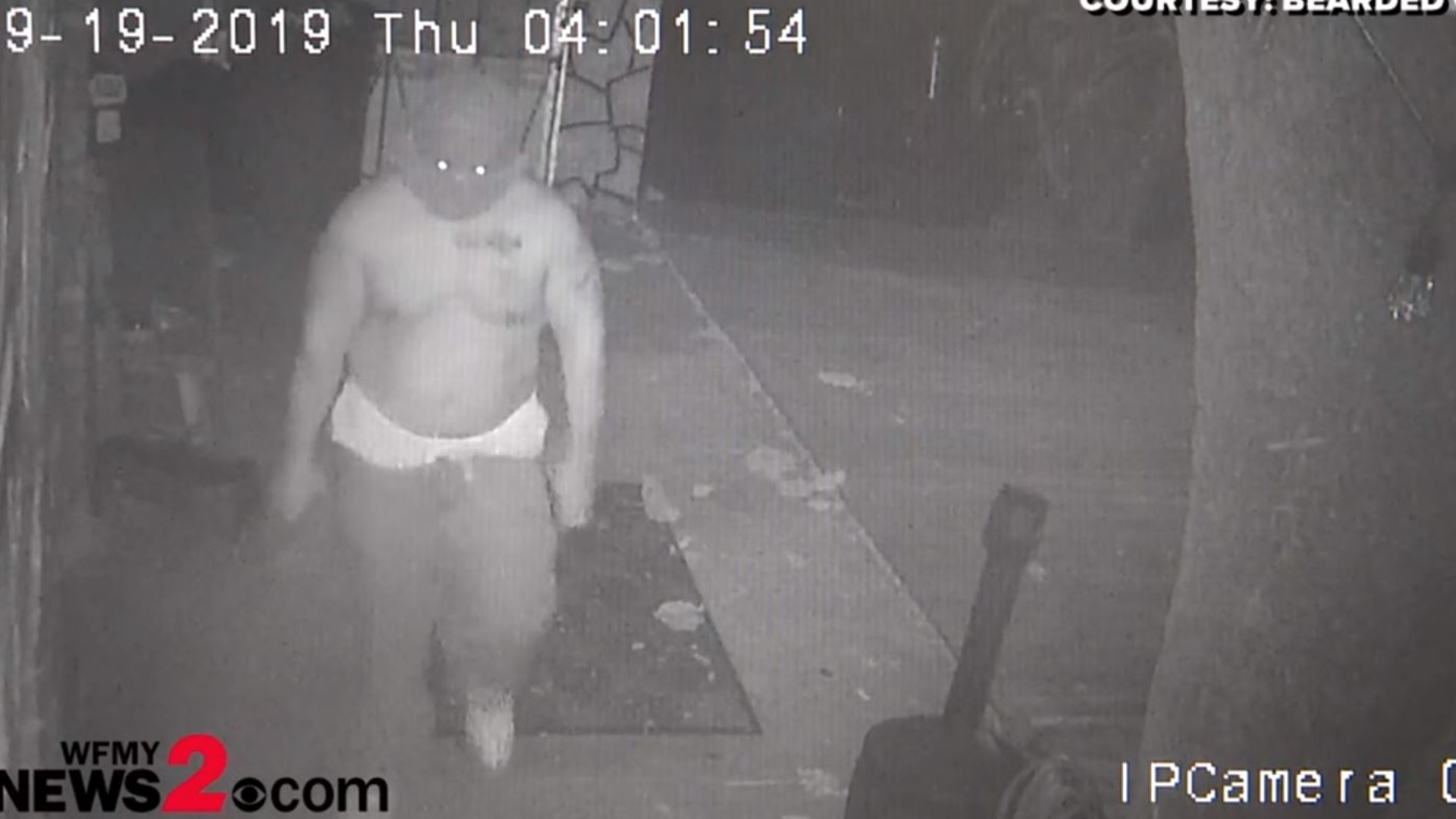 Surveillance video caught him breaking into the Bearded Goat bar in downtown Greensboro.