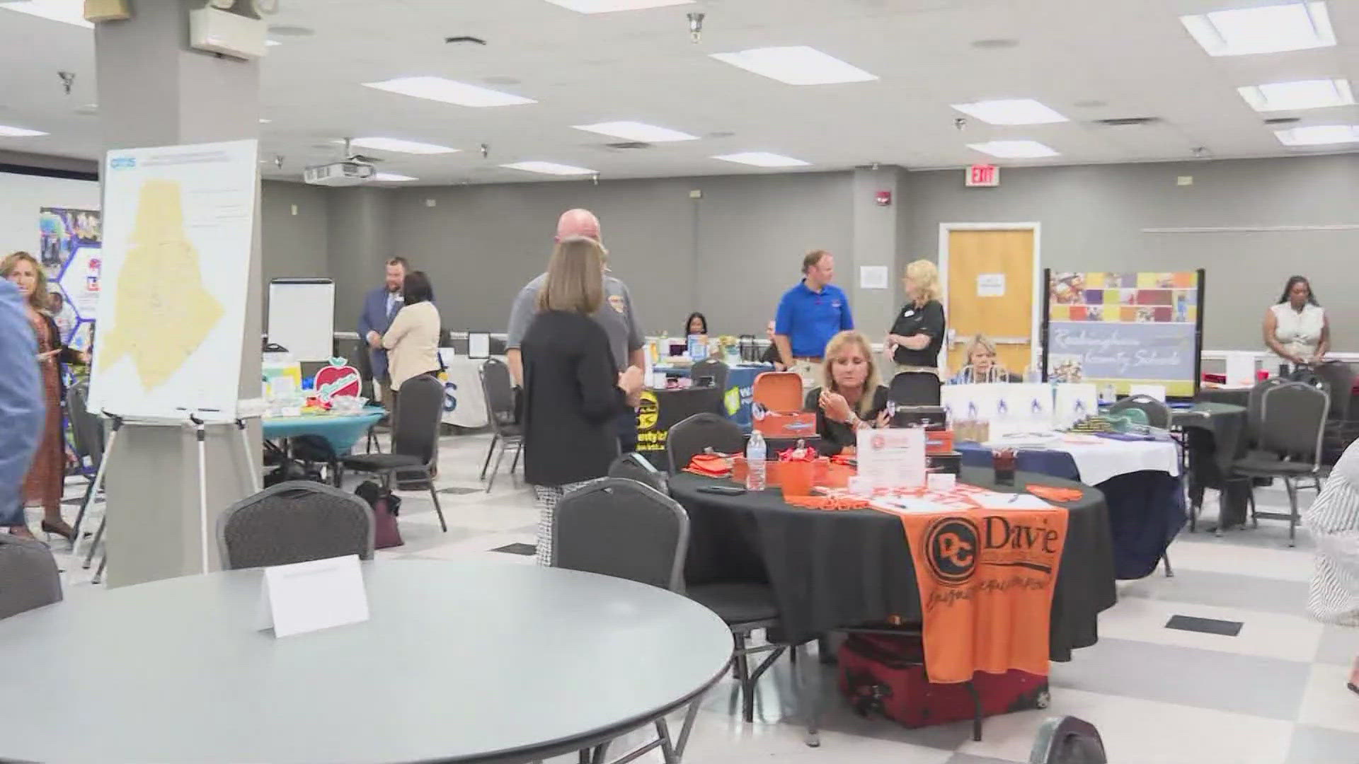 The event includes neighboring school districts and local organizations looking to fill positions.