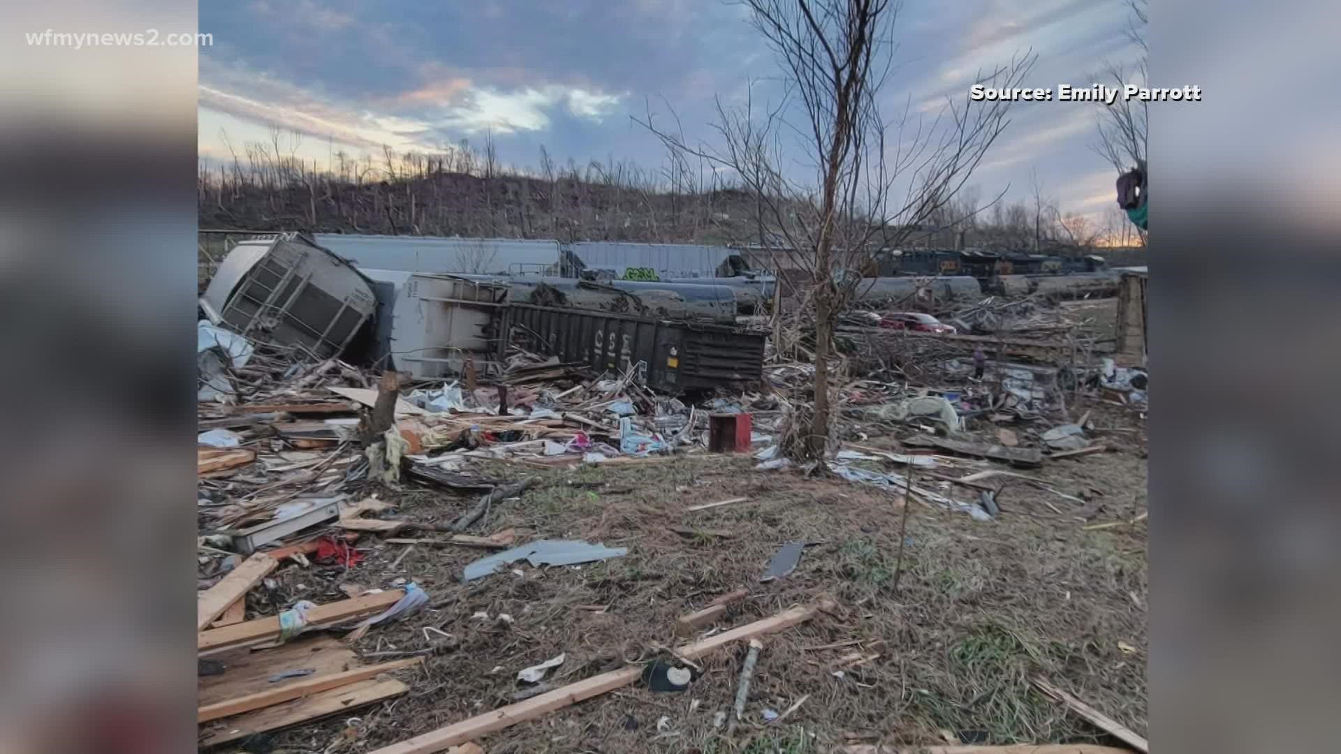 Emily Parrott was on the phone with her father in Dawson Springs, Kentucky when the tornado tore through the town.