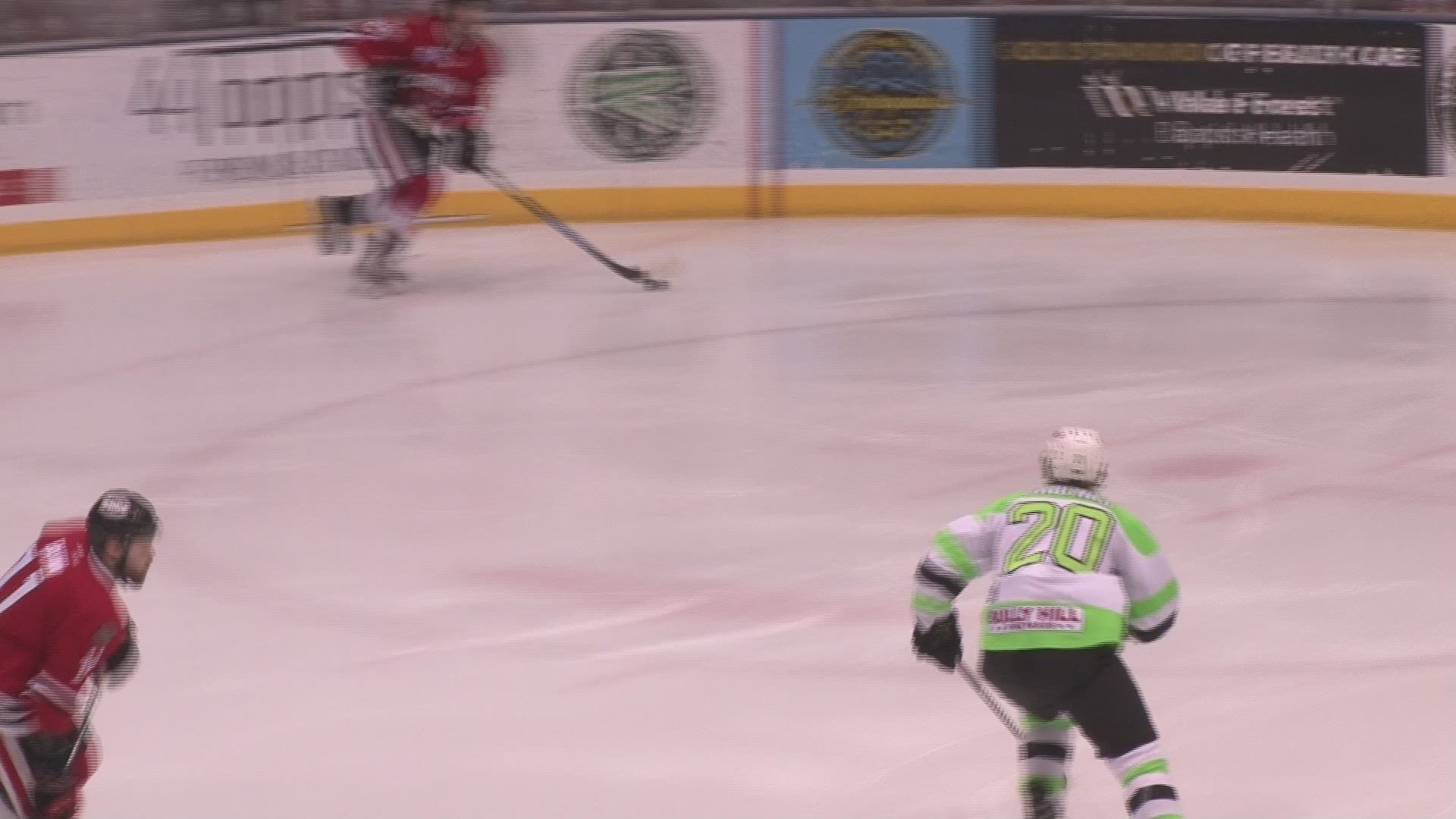The Carolina Thunderbirds defeated the Elmira Enforcers 7-3 in game one of the 2019 FHL Commissioner's Cup final Friday in Winston-Salem.