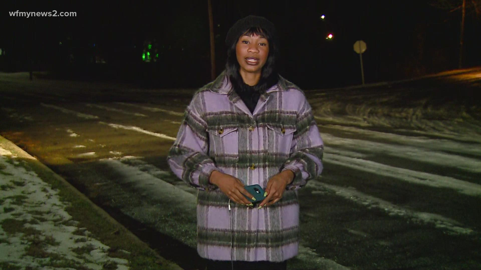 WFMY News 2's Itinease McMiller gives us a look at icy neighborhood streets. It's what made Guilford County schools go remote for a second day.
