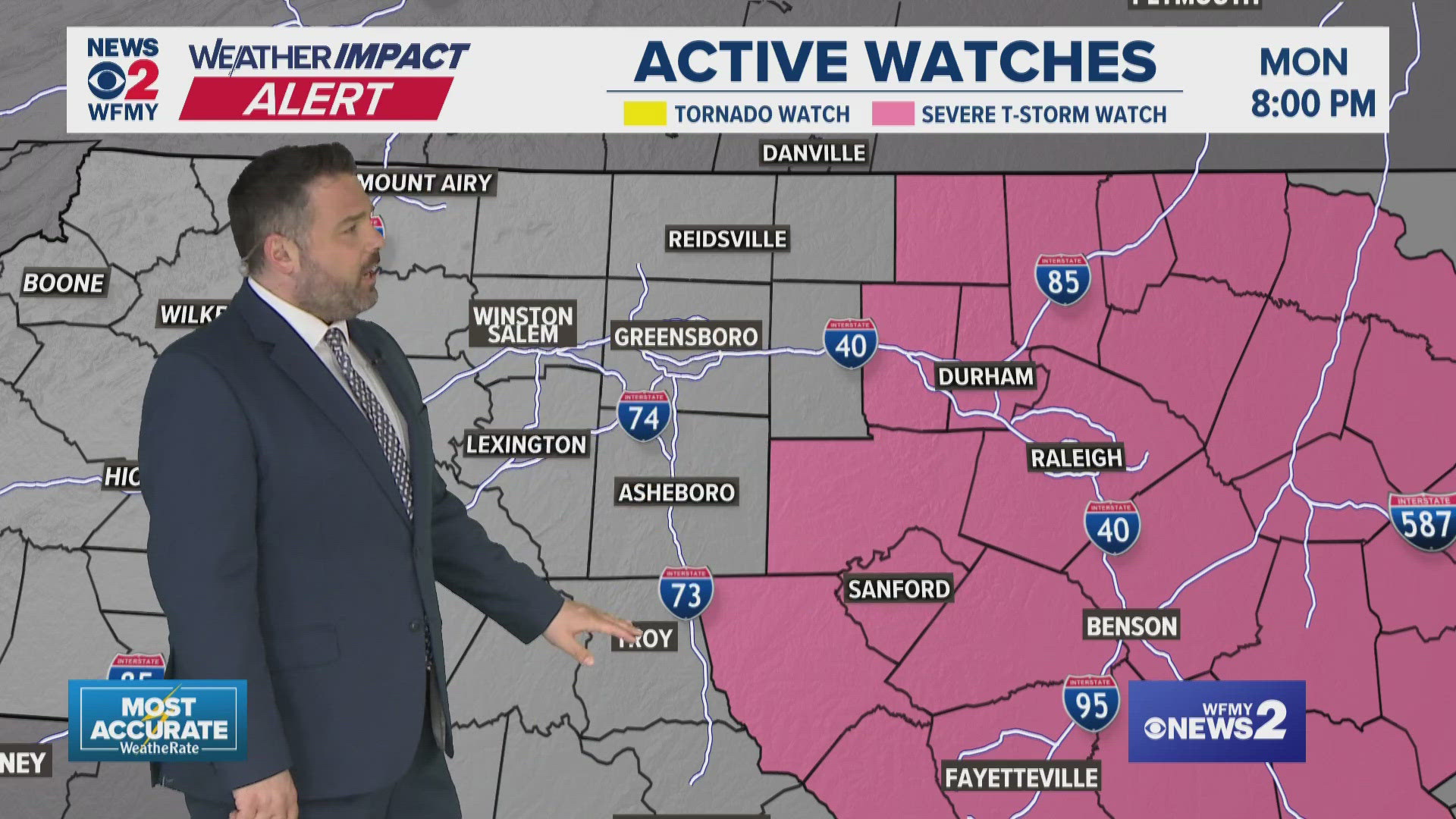 Meteorologist Tim Buckley shares what to expect going into Monday evening. Stay with WFMY News 2 for the latest weather coverage.