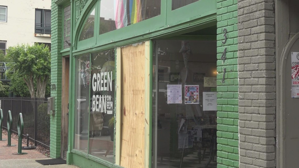 Chair thrown through Greensboro coffee shop window, owner says
