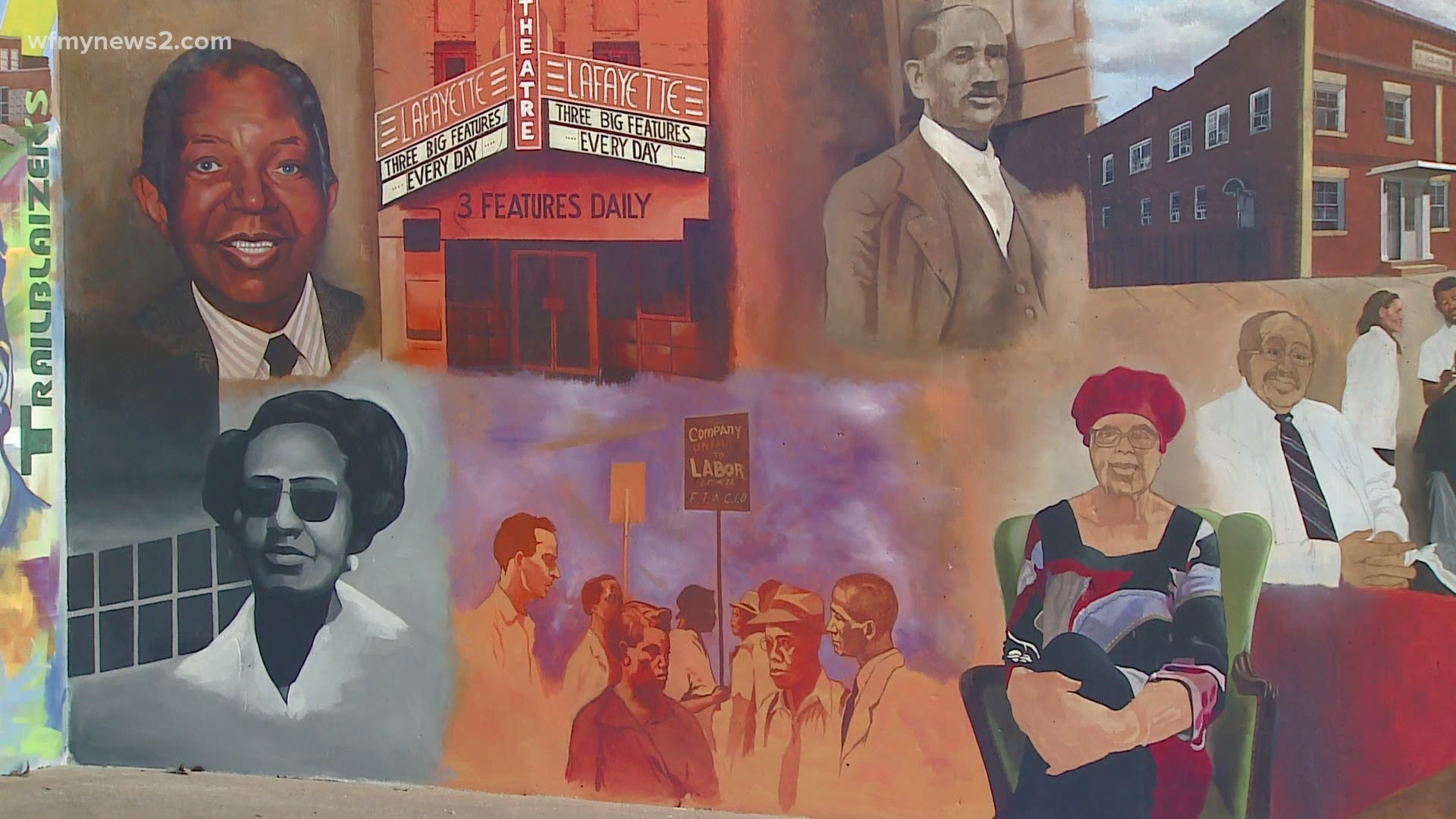 Local artist Leo Rucker painted the mural that depicts more than two dozen people who’ve played a role in the community.