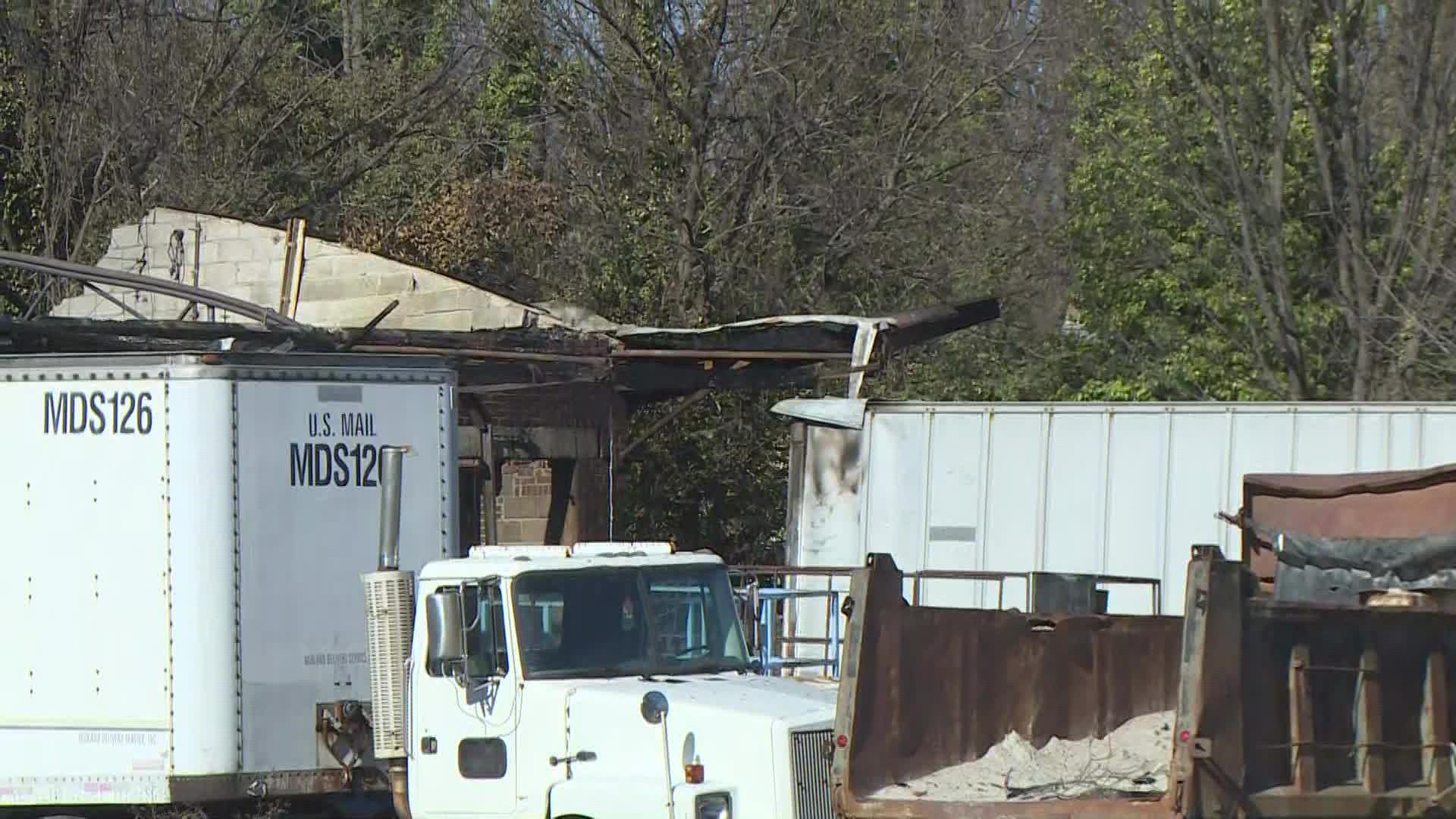 Roughly 60 firefighters were needed to put out the fire at Smith Trucking Company on Oakland Avenue.