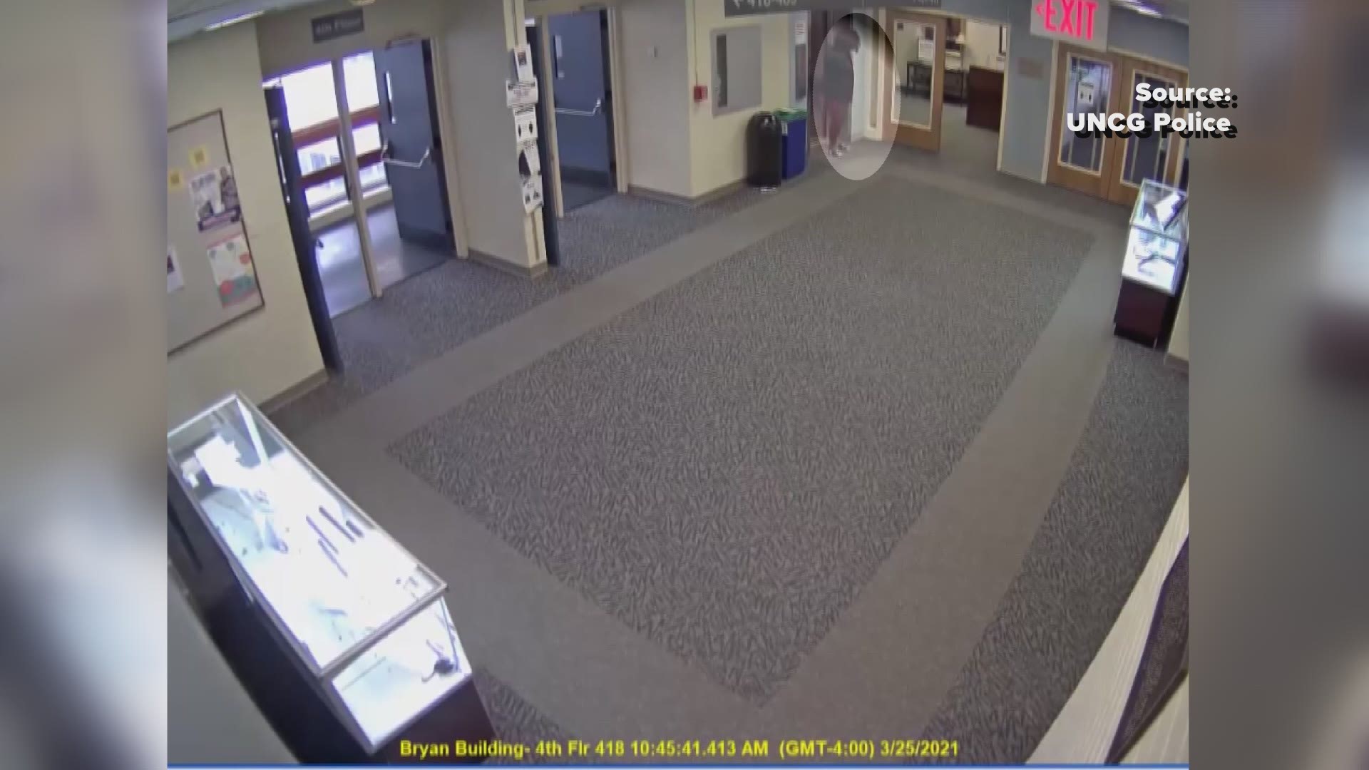 UNC Greensboro Police said a woman entered several buildings on campus stealing debit and credit cards from offices.