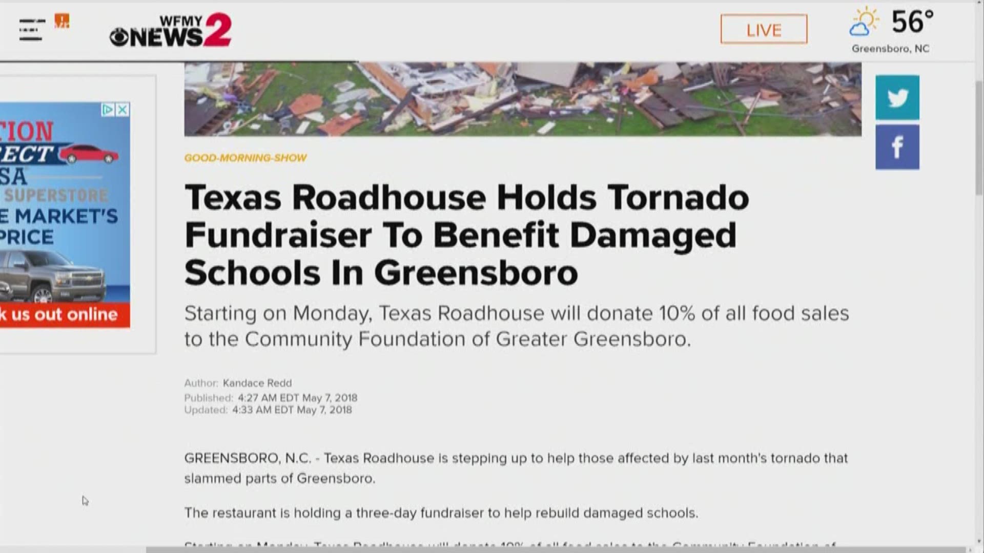 Texas Roadhouse Holds Tornado Fundraiser