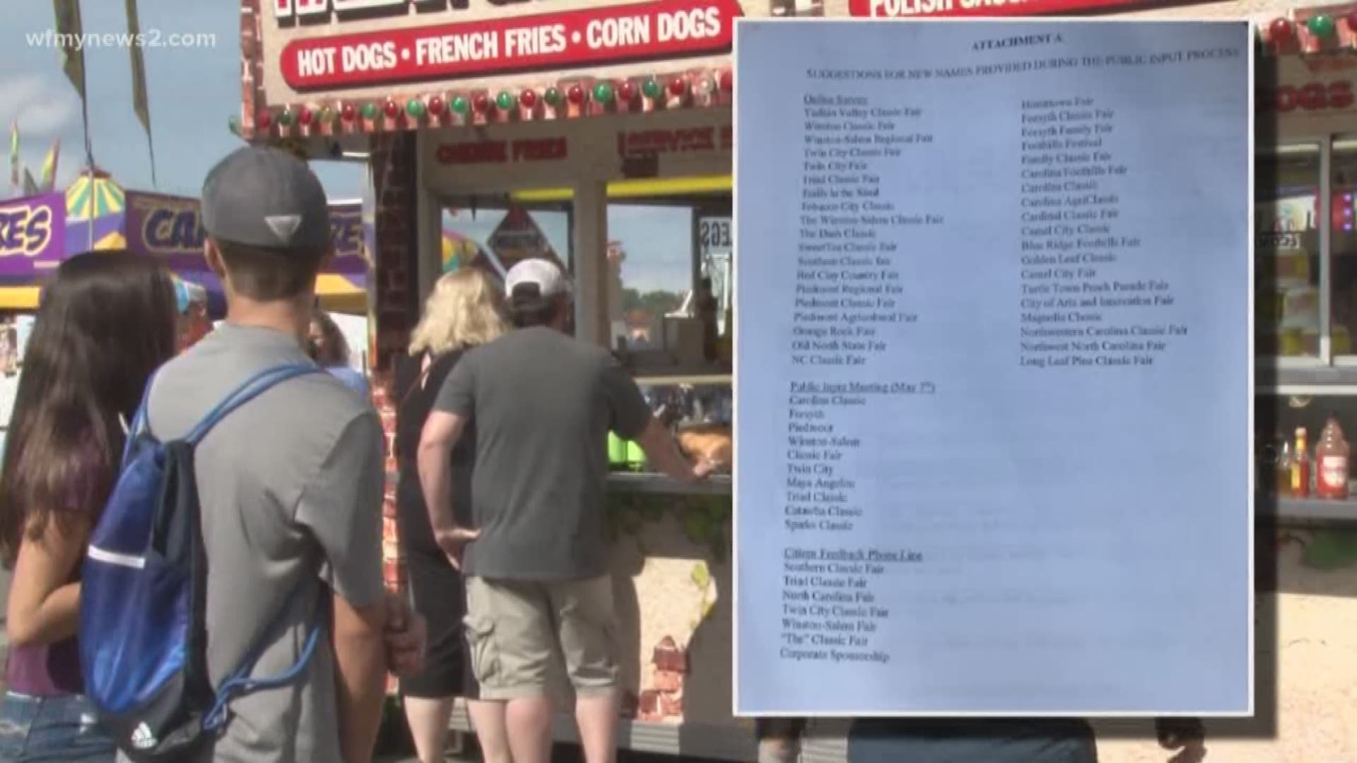 There are 55 suggestions listed that are being considered to replace the name of the Dixie Classic Fair, but there's no guarantee a name from that list will be chosen.