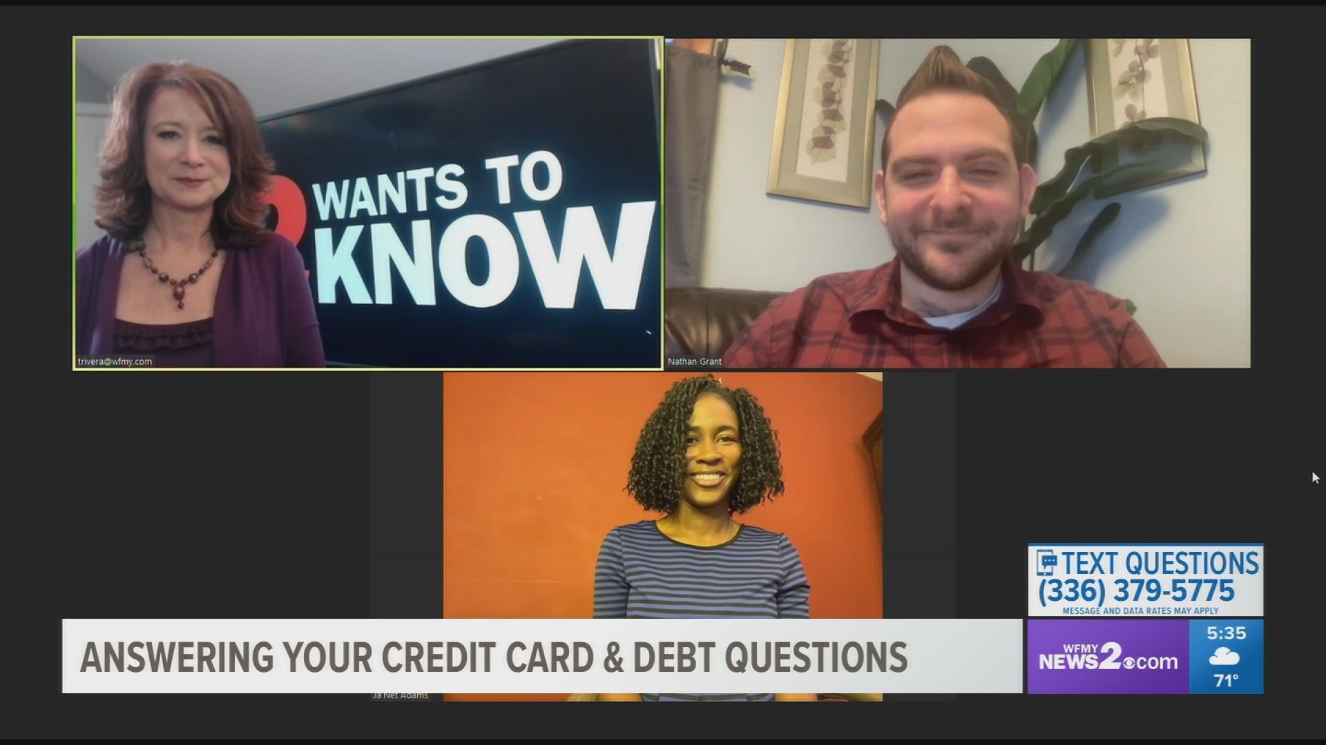 Experts Nathan Grant and Ja’Net Adams explain ways to deal with debt, credit cards, and finances.