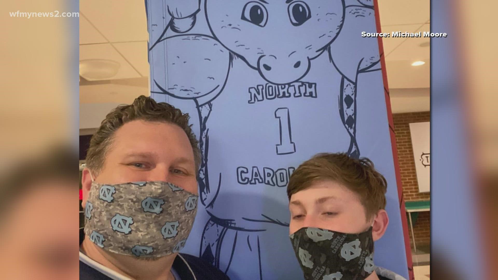 UNC fan is heading to New Orleans with his son to watch his heels take on the blue devils.