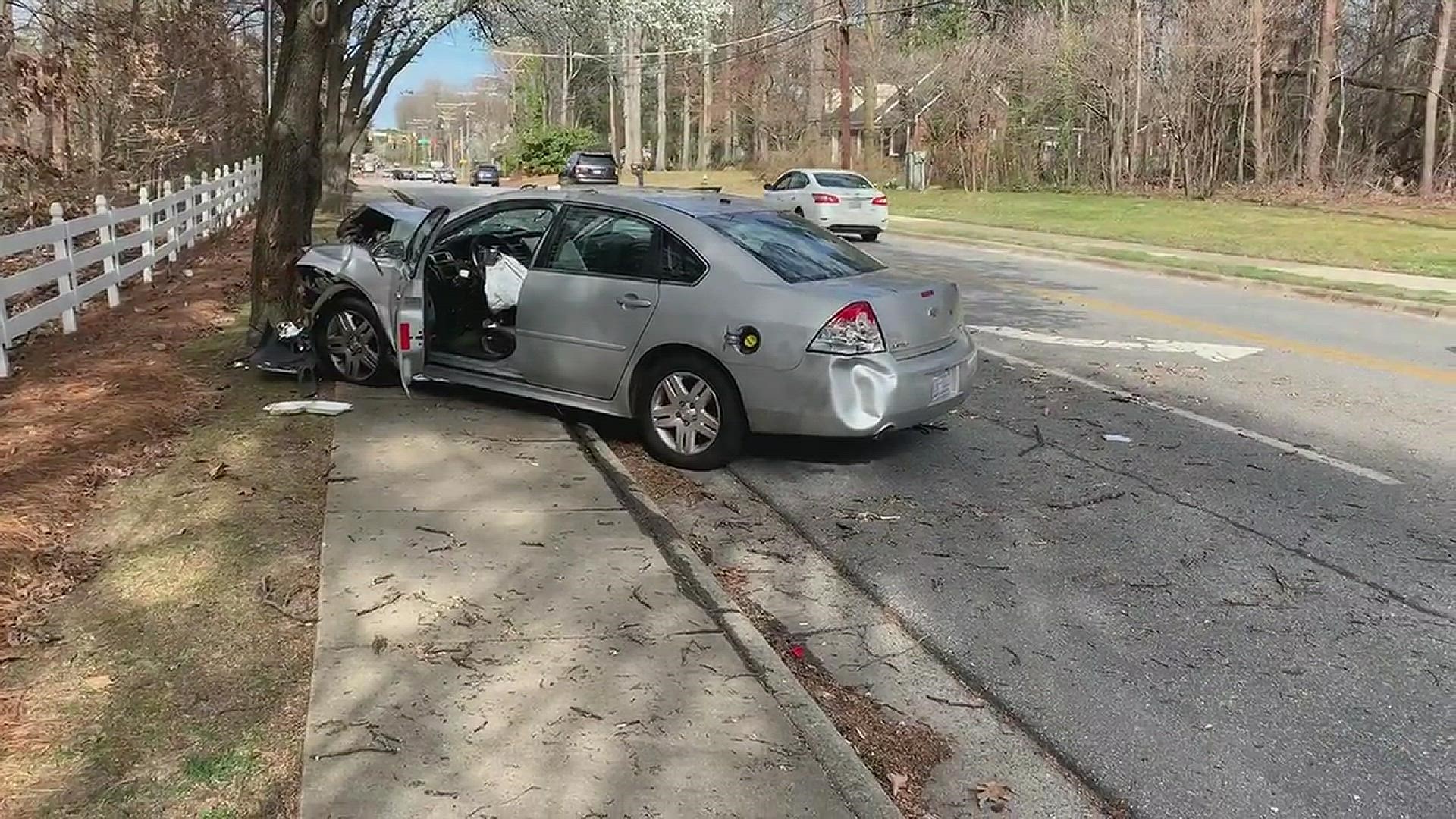 A single-car crash on Lake Brandt Road near Regents Park Lane leaves the road down to one lane.