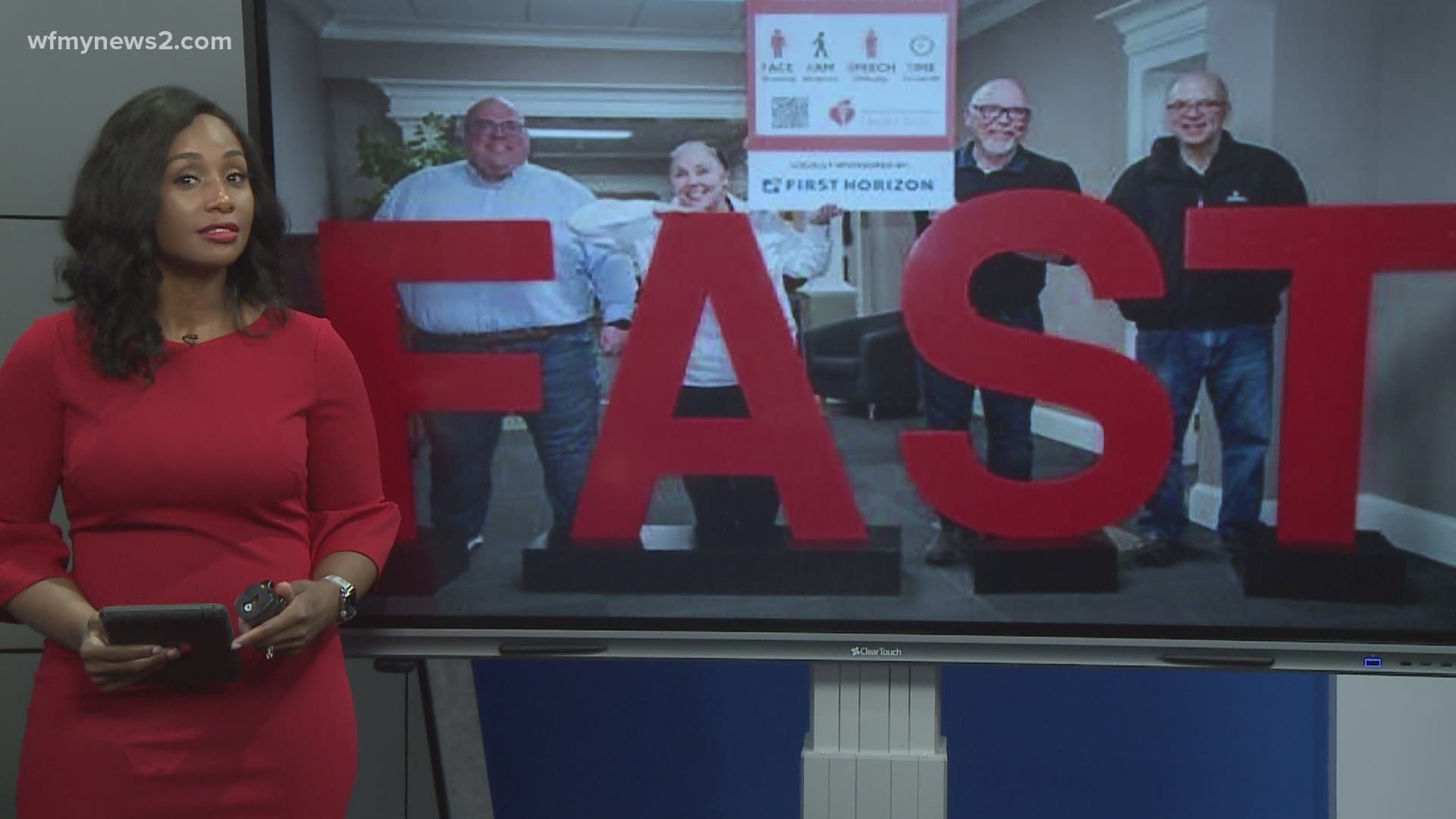 Recognize the signs of a stroke with the acronym F.A.S.T. which stands for Facial drooping, Arm weakness, Speech difficulty and Time to call 9-1-1.