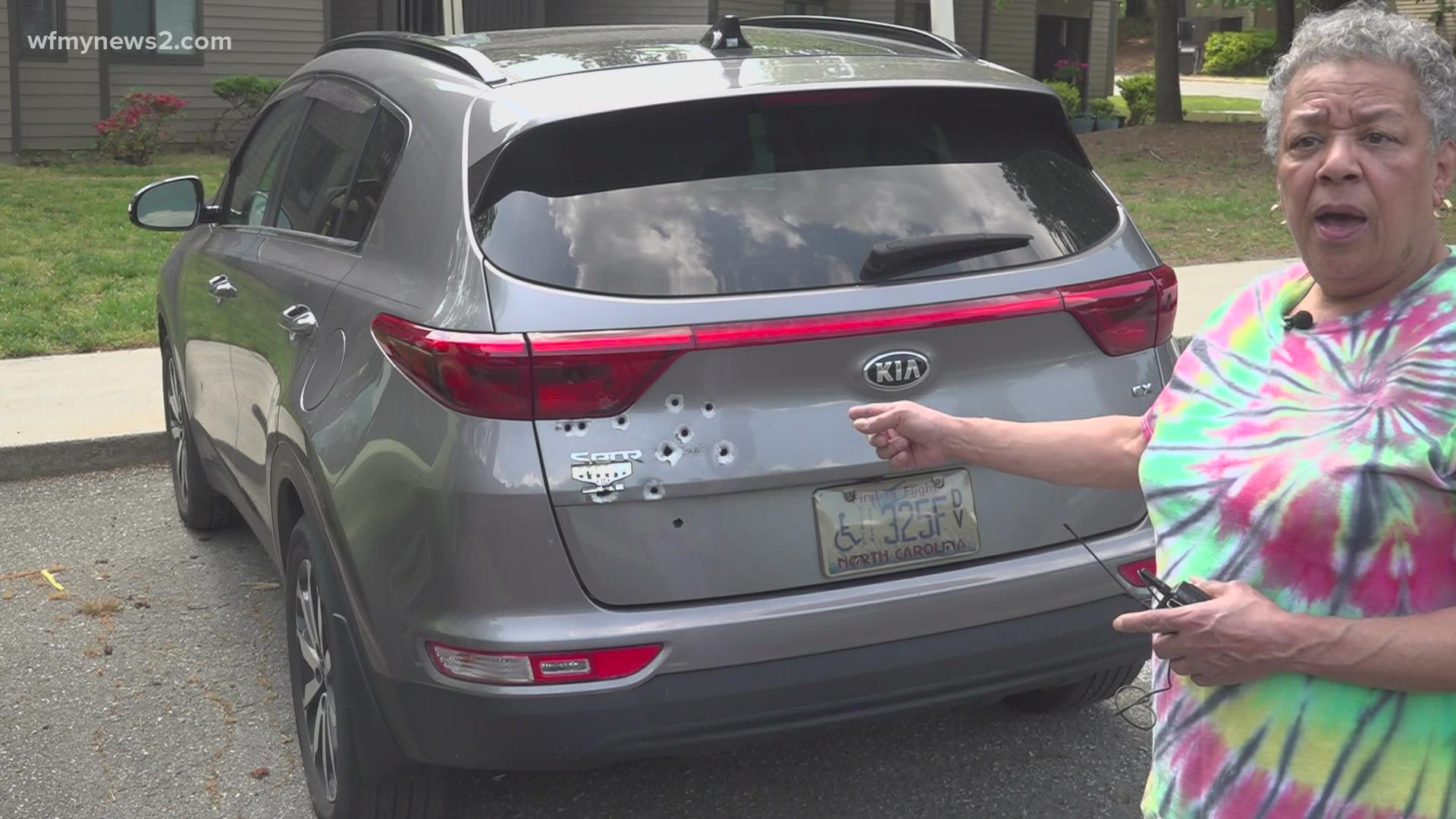 A Greensboro woman is upset after waking up to find her car riddled with bullet holes.