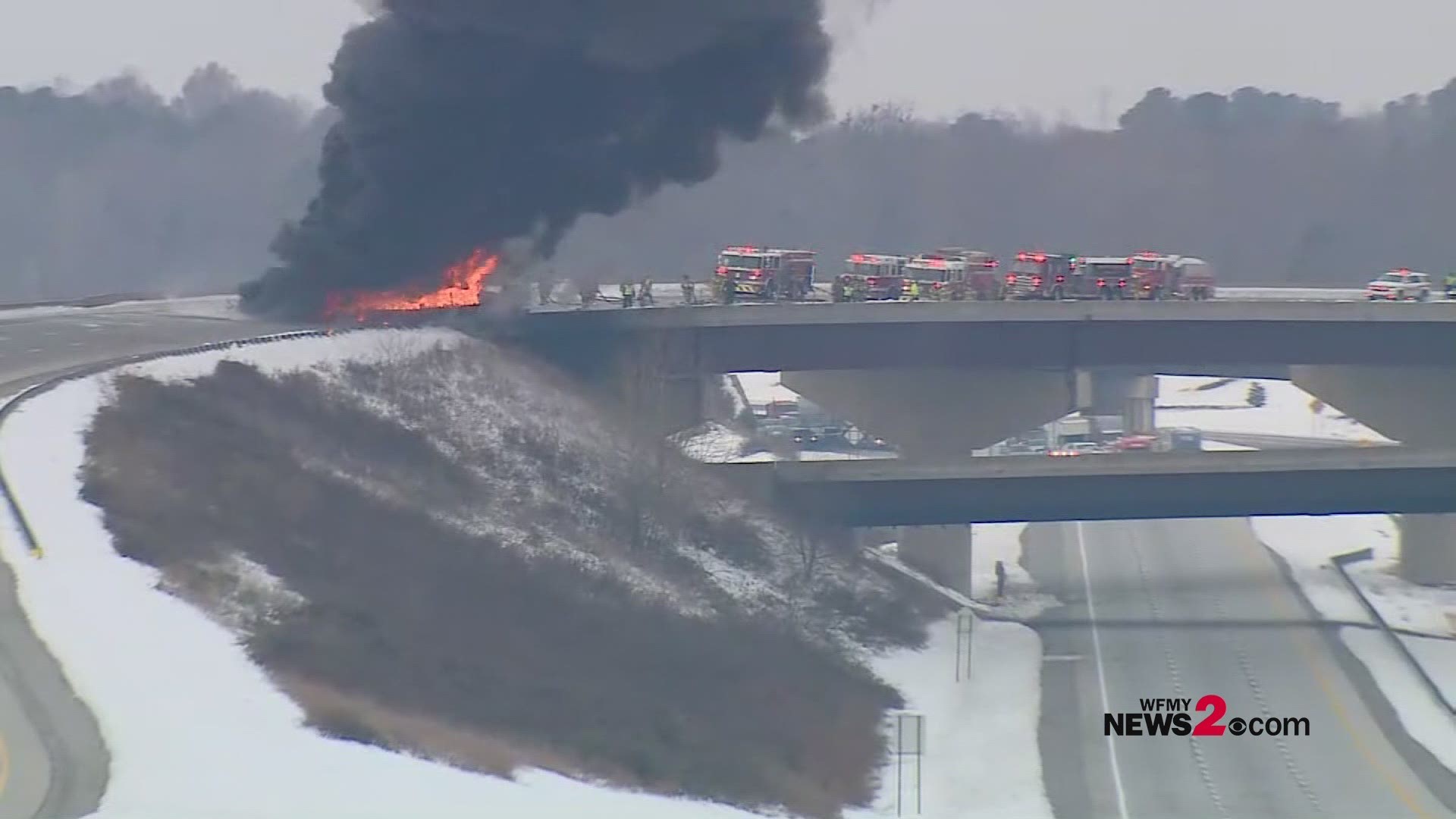 Fiery Crash on I-73 South and I-85 Northbound In Guilford County