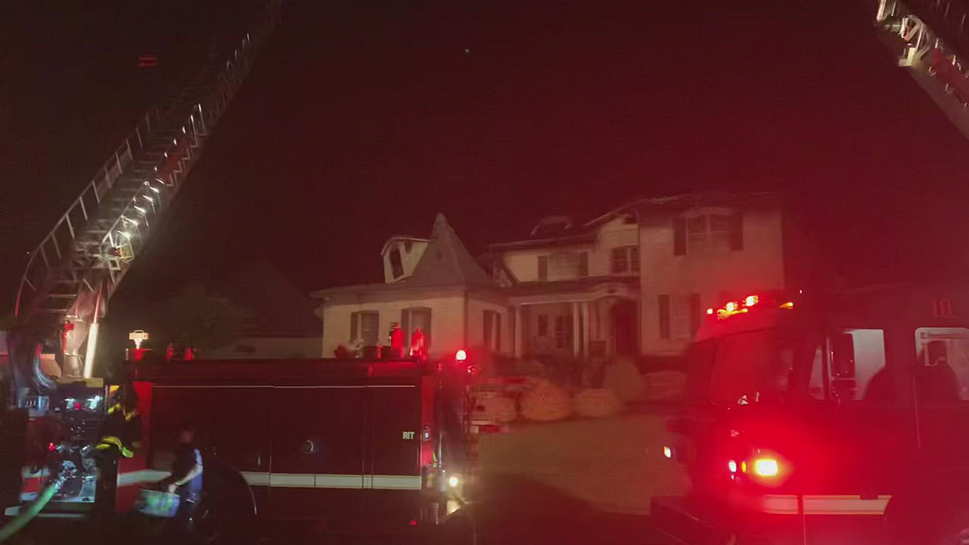 The Winston-Salem Fire Department tweeted a video of a house set on fire by lightning.