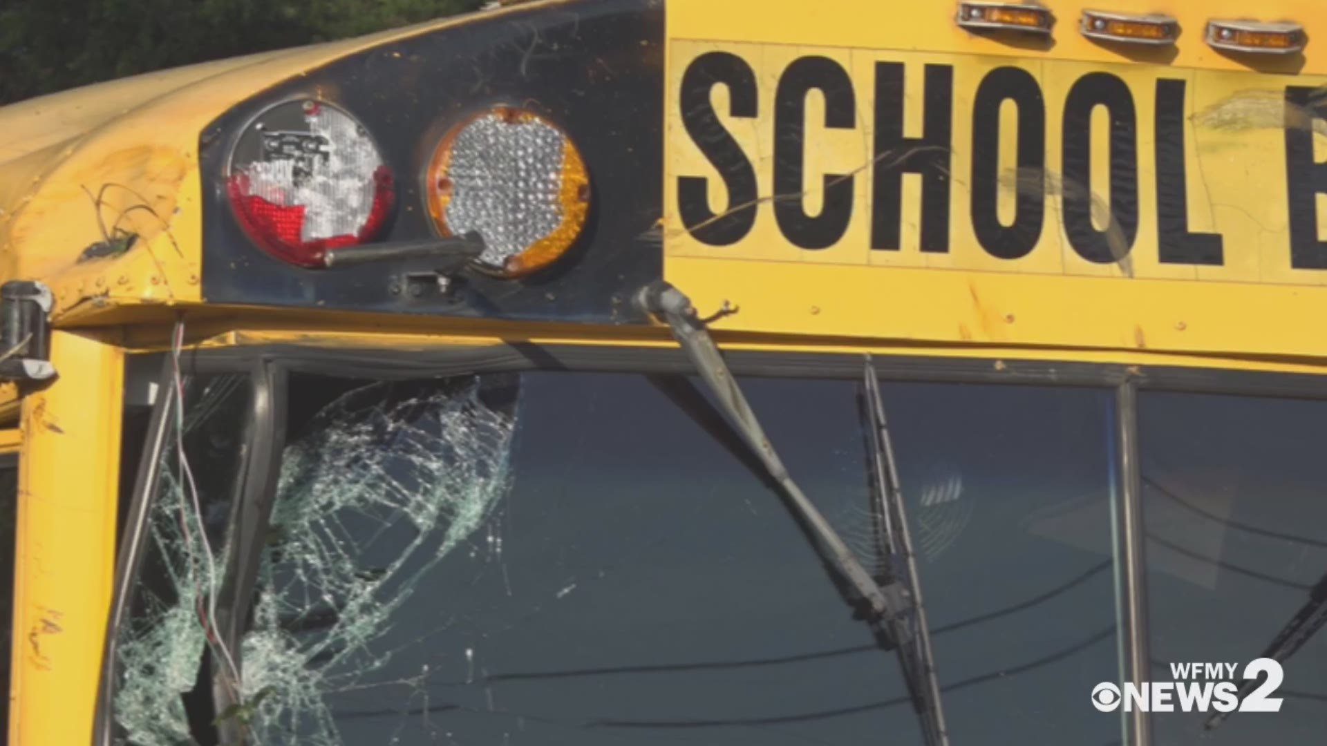 Police say the bus driver ran off the roadway around 6:53 a.m. Tuesday in the 2100 block of Penny Rd in High Point. A Guilford County Schools spokesperson confirms one student was transported to the hospital.