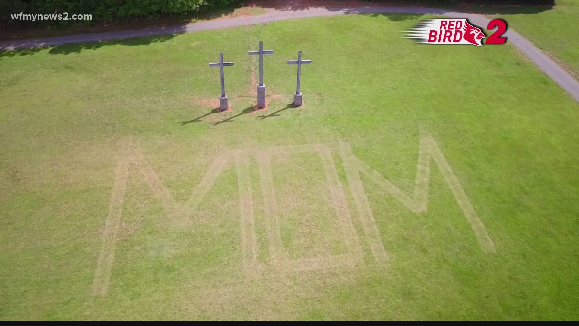 If you get a bird's eye view of Gilmore Memorial Park in Julian, you'll see the grass sends a special message to mothers.