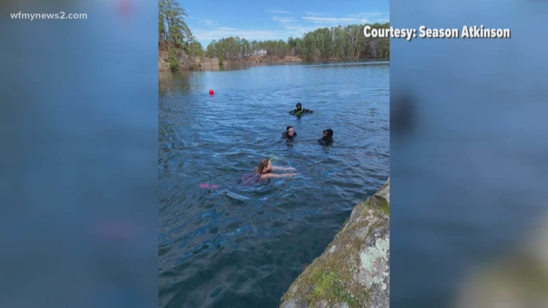 They gathered at Mystery Lake Park to dive into frigid water.