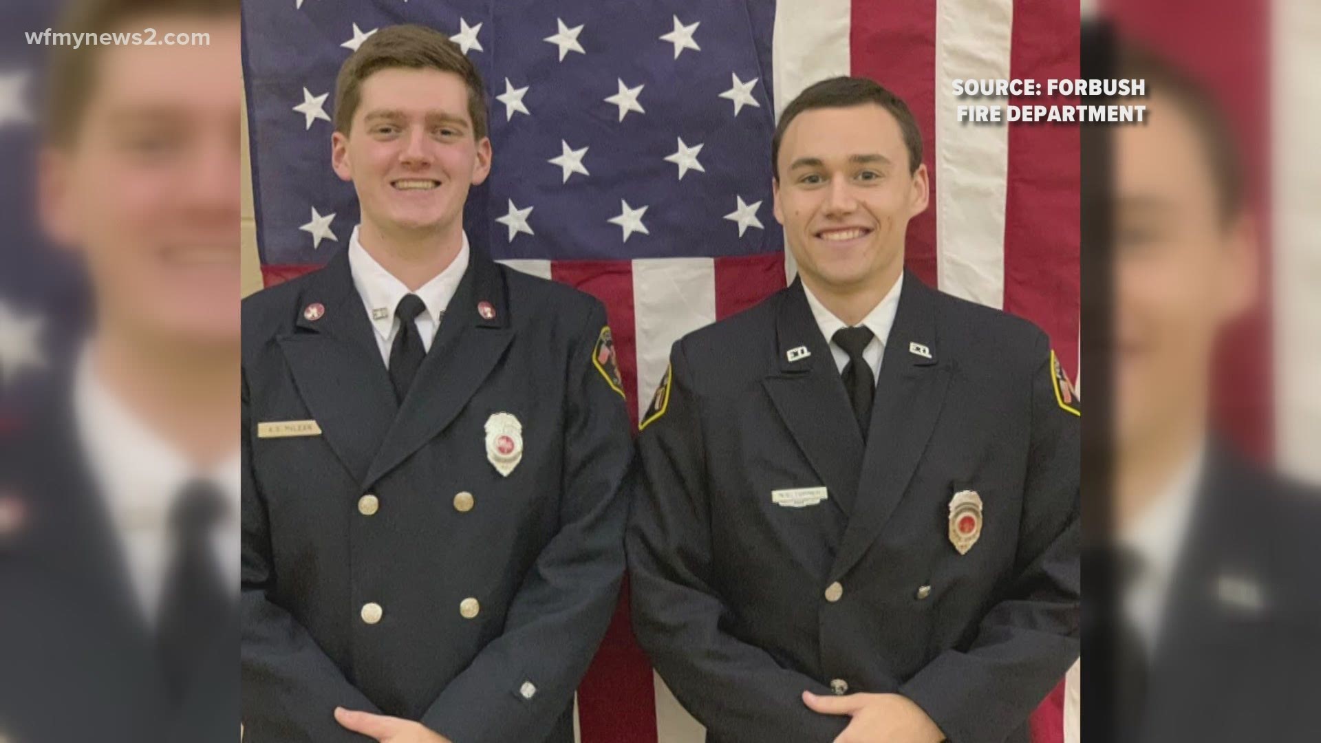 Andrew McLean and Nathan Turner worked at the Forbush Fire Department while getting their degrees at UNC Charlotte.