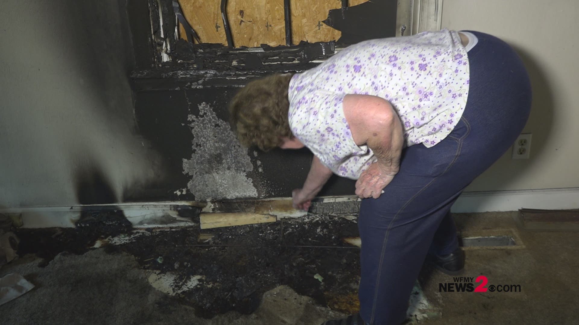 Arlis Farlow says someone threw a fiery object through her window, ruining the home she was about to rent out.