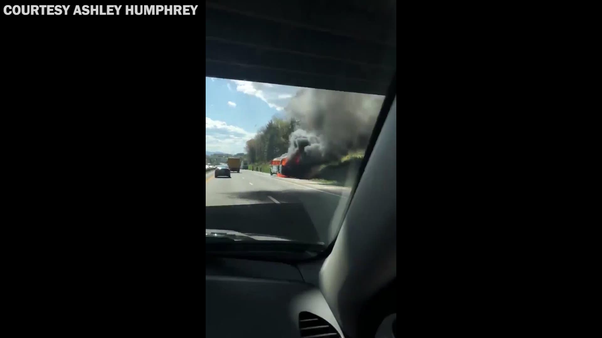 NC Activity Bus Engulfed in Flames Along Highway