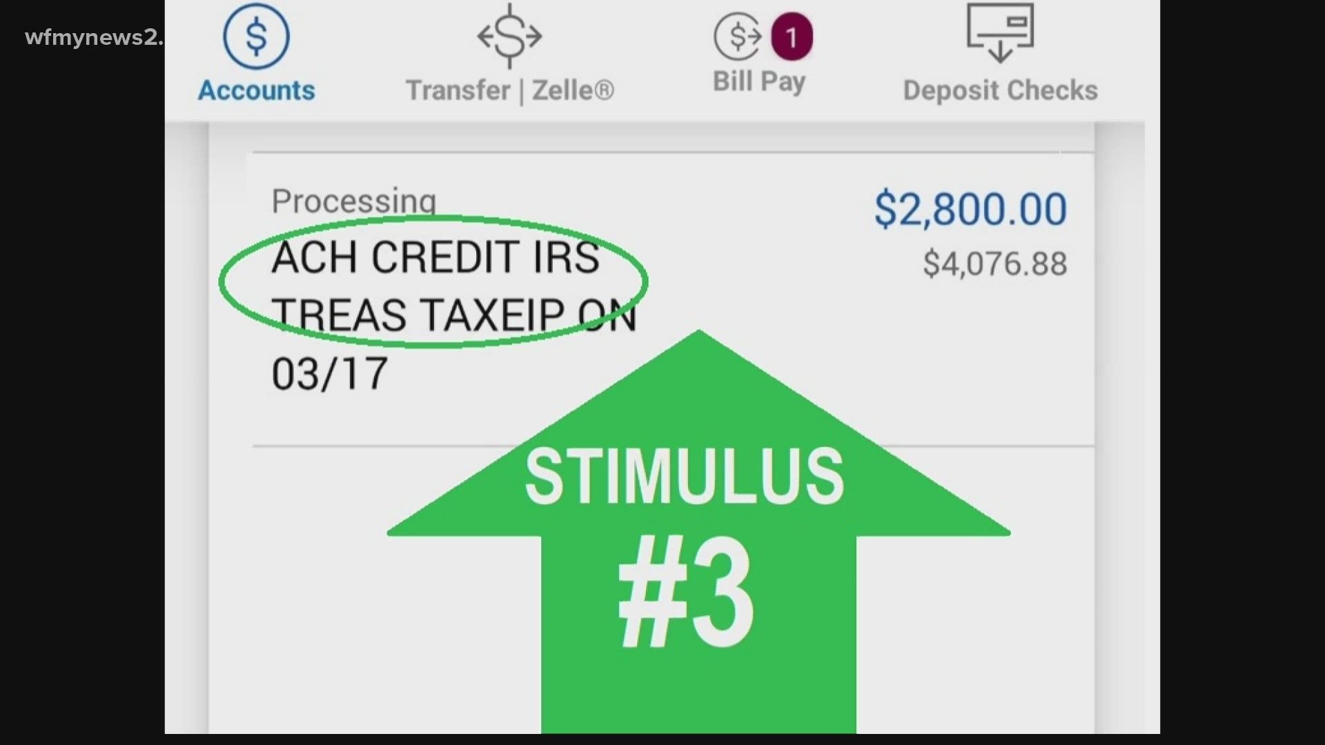 Direct deposits will be labeled 'ACH CREDIT IRS TREAS TAX EIP.'