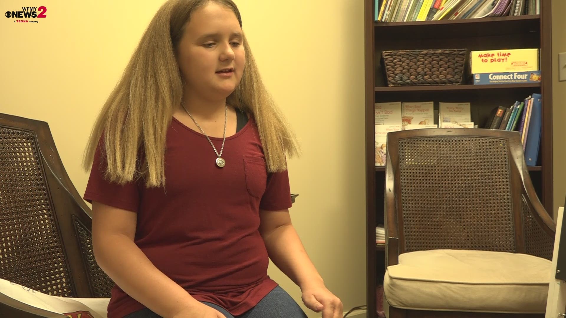 Emi Fine, a 10-year-old bereavement services client at Hospice of Davidson County, sings 'Fly Over States' by Jason Aldean, both her and her late father's favorite song.
