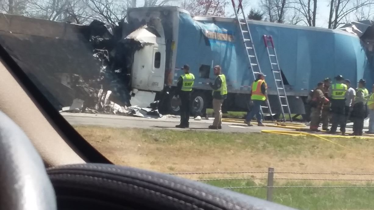 Two Dead After I 77 Fiery Crash Involving Three Tractor Trailer Trucks 