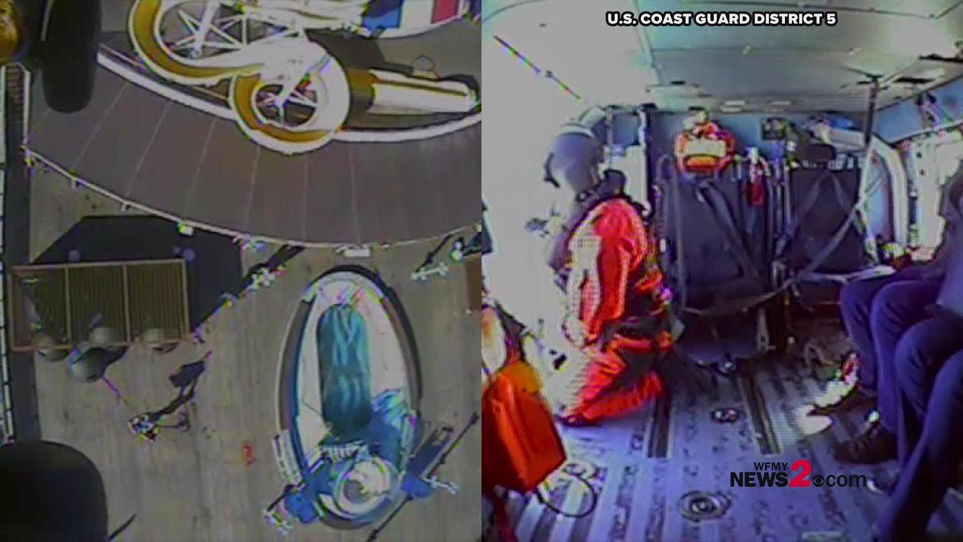 The U.S. Coast Guard medevaced a woman who was having stomach pains from Carnival Pride cruise ship off Cape Hatteras. Video Courtesy: U.S. Coast Guard District 5