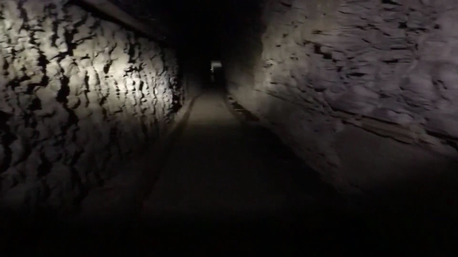 The tunnel is concealed by a small industrial building, and it's over three-quarters of a mile long.