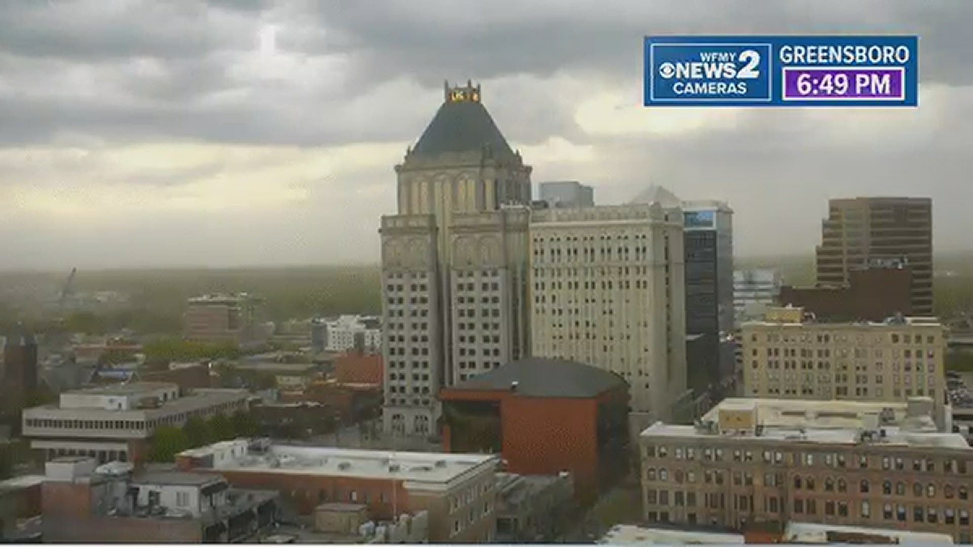 The WFMY News 2 Skycam captured a pollen cloud explosion in Greensboro as high winds of 40-50 mph moved through the city ahead of a thunderstorm that never came.