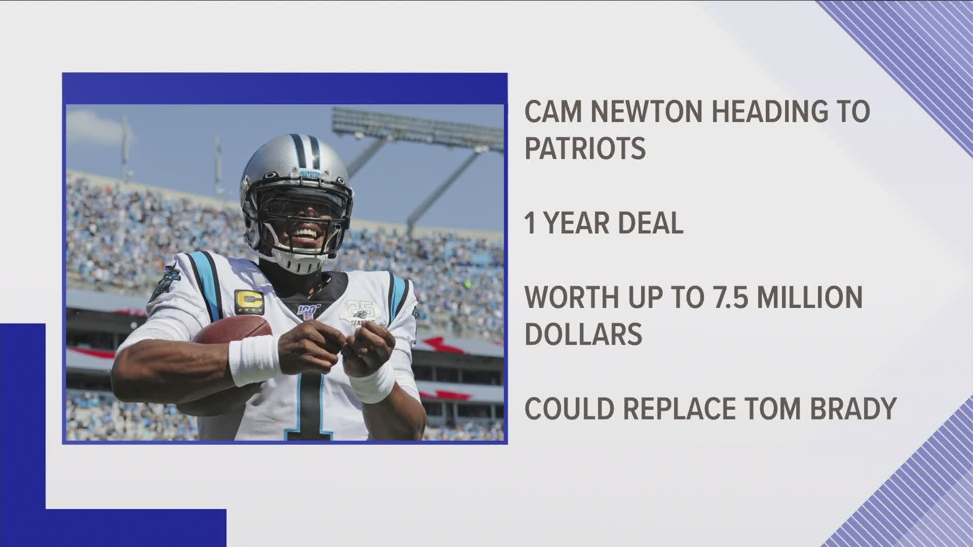 Newton was released by the Panthers in March. He'll now head to New England after 3 months without a team.