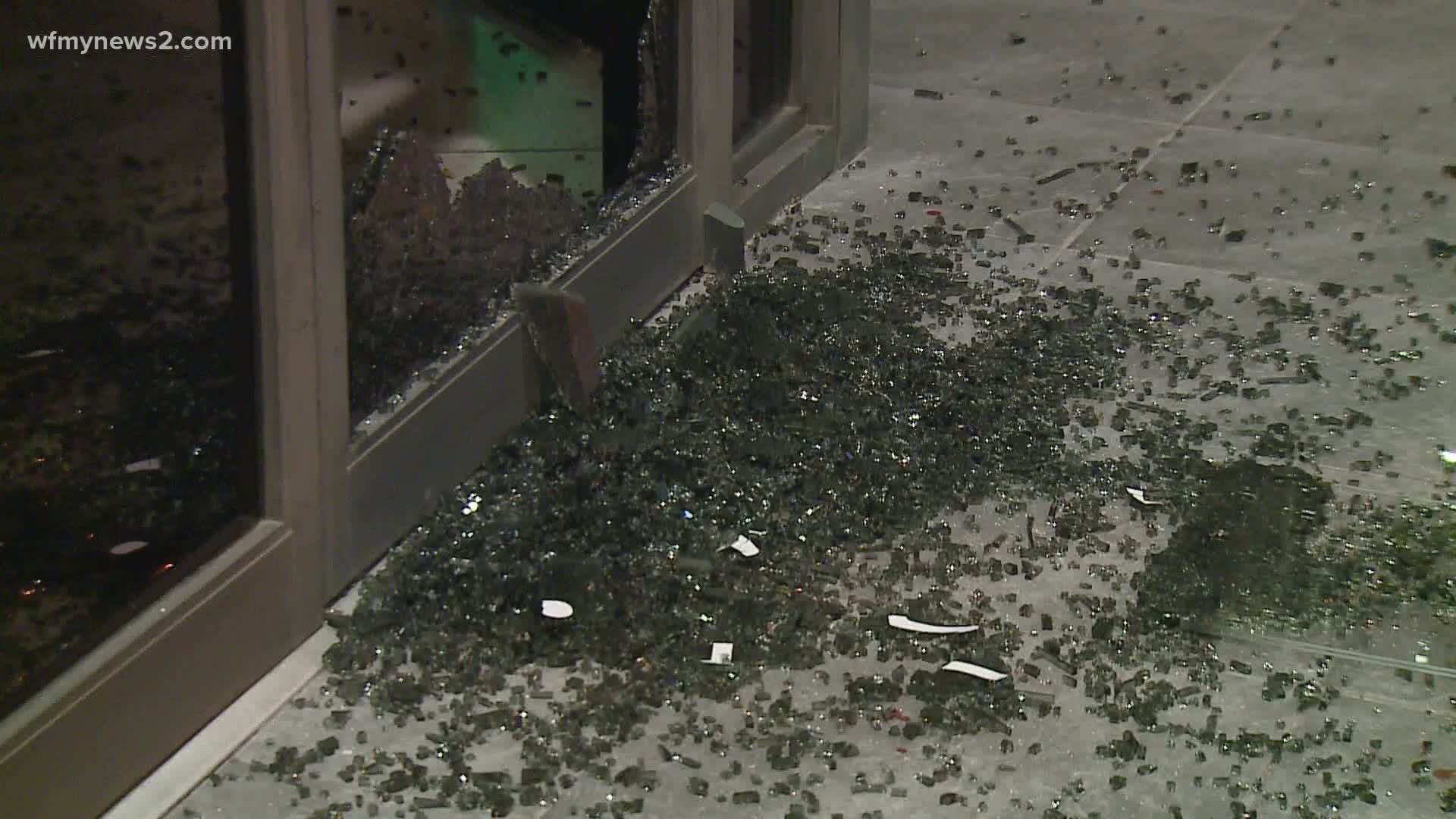 Peaceful protests over the weekend turned violent at night. Dozens of store fronts were damaged.