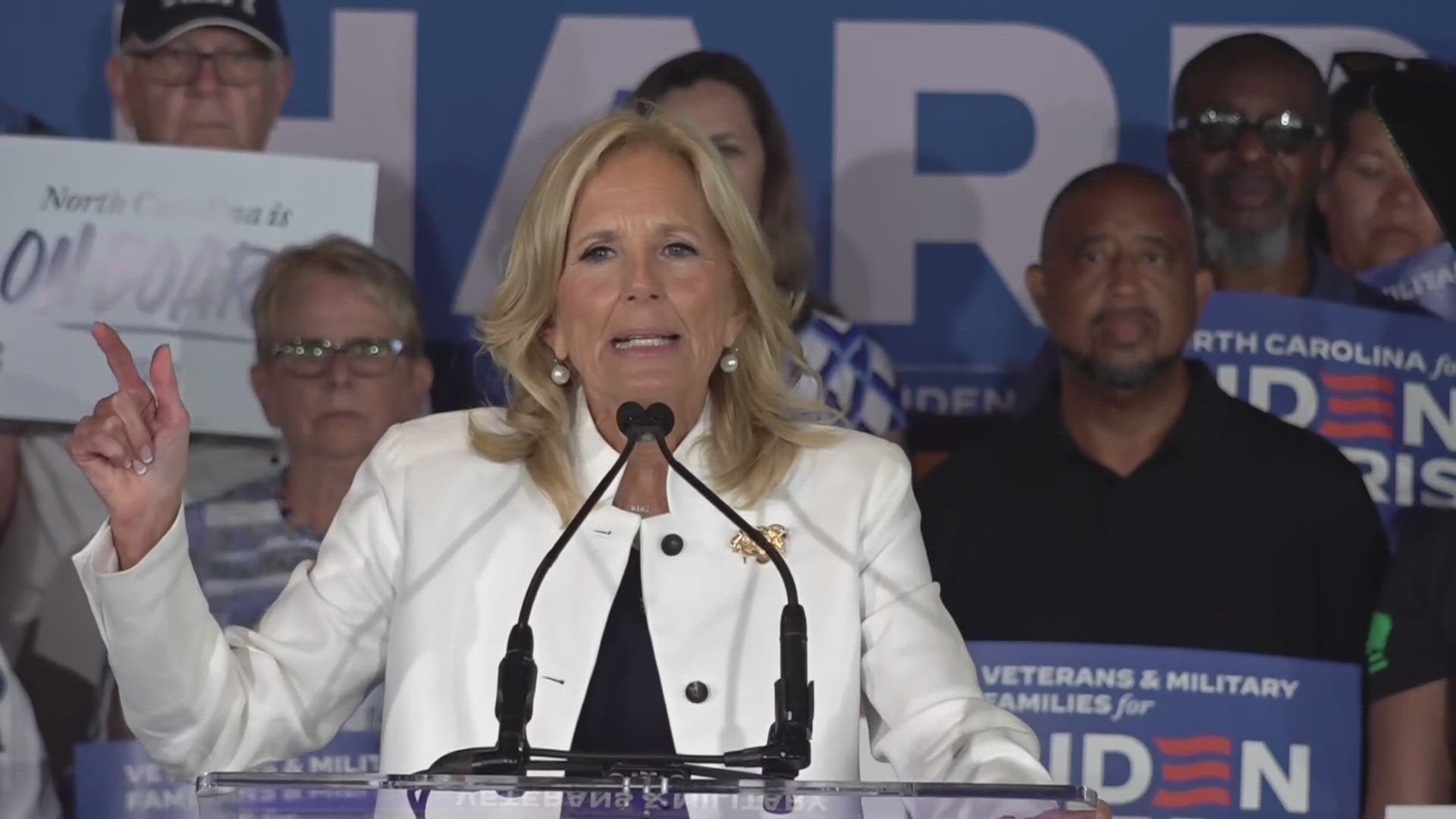 Dr. Jill Biden launched the 'Veterans and Military Families for Biden-Harris Program' in Wilmington Monday.