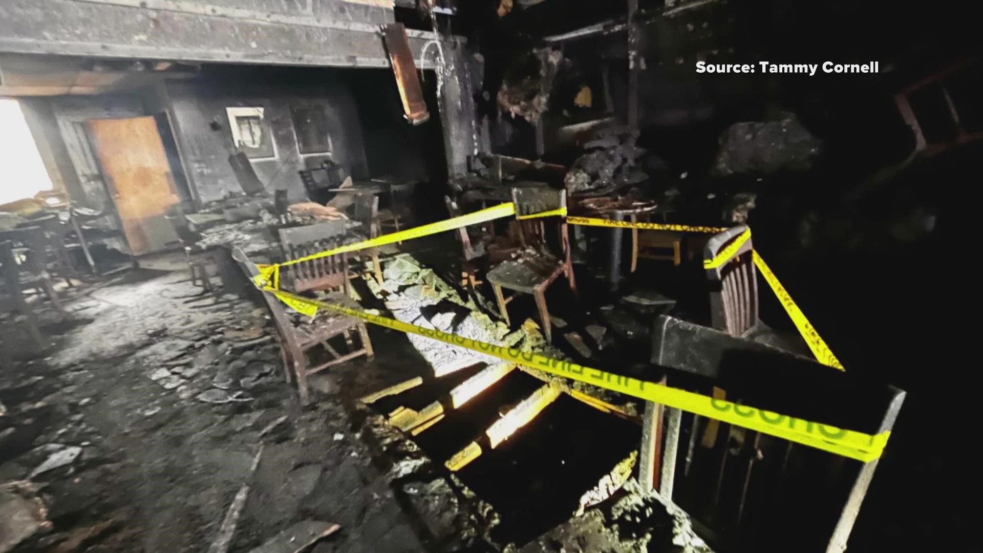 Pictures from inside Brooker T's Cafe show a charred, melted mess.