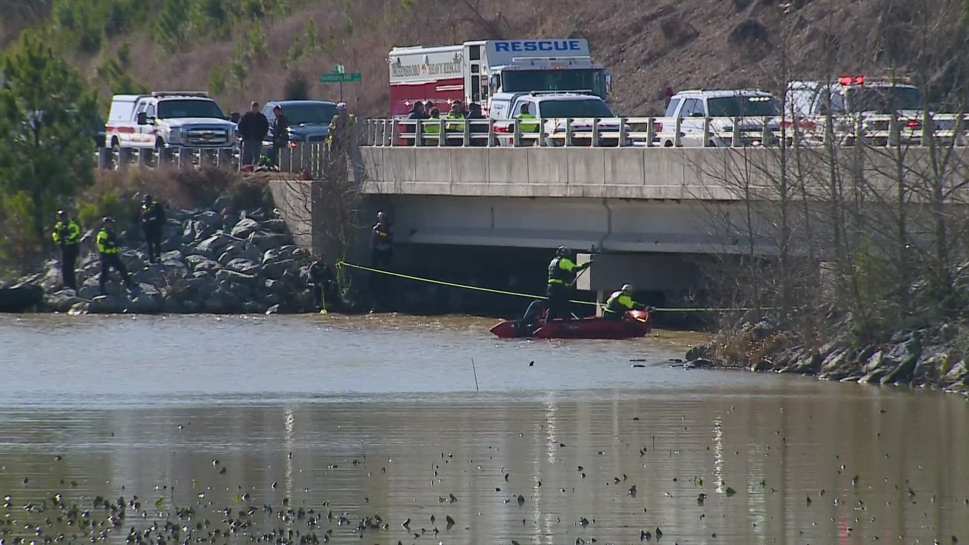 Greensboro police say a person who was having a mental health emergency may have jumped into the lake off the Highway 220 bridge.