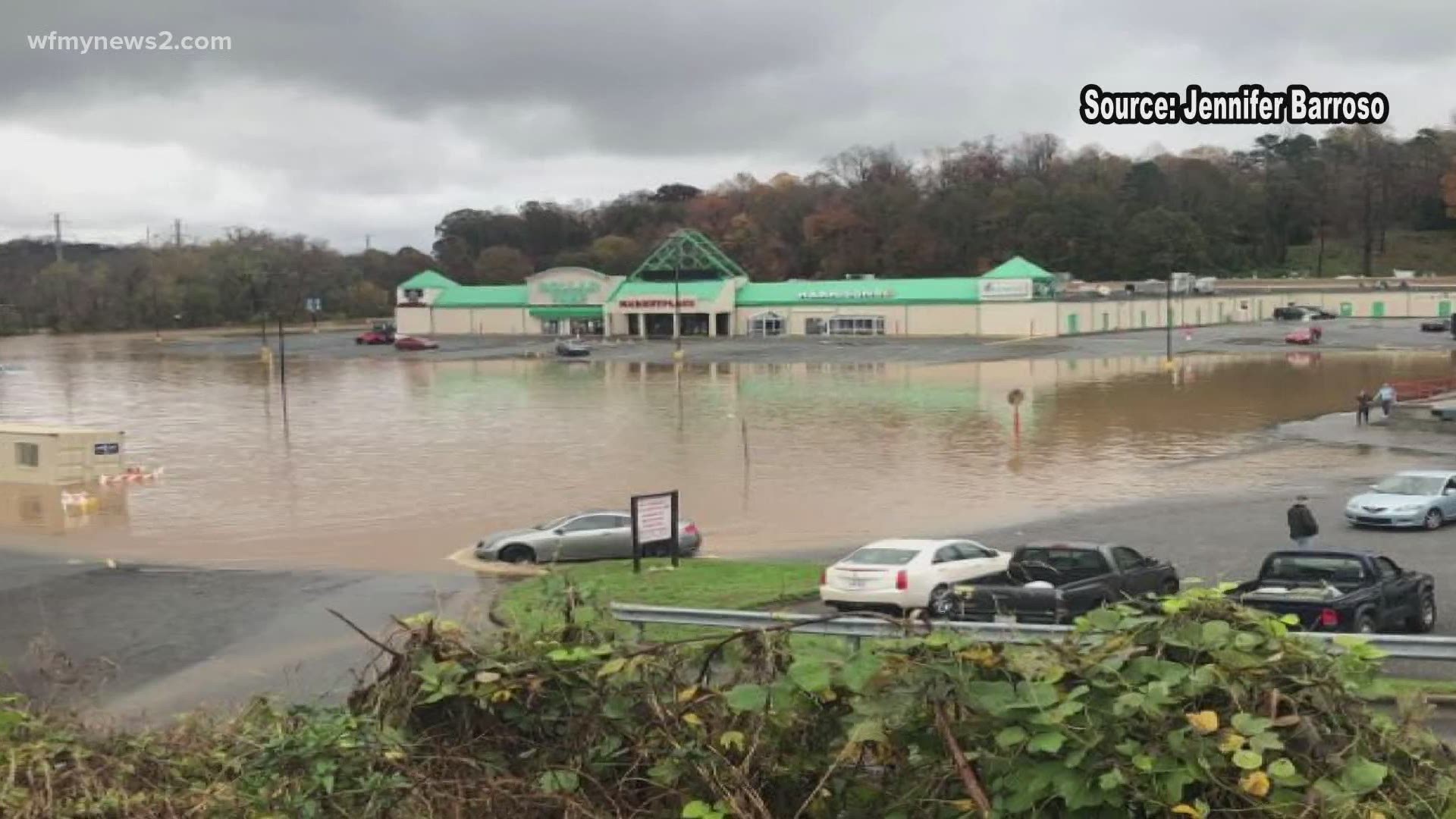 The parking lot at the Marketplace Mall in Winston-Salem flooded following heavy rains. Business owners talk about what was lost from the flash floods.